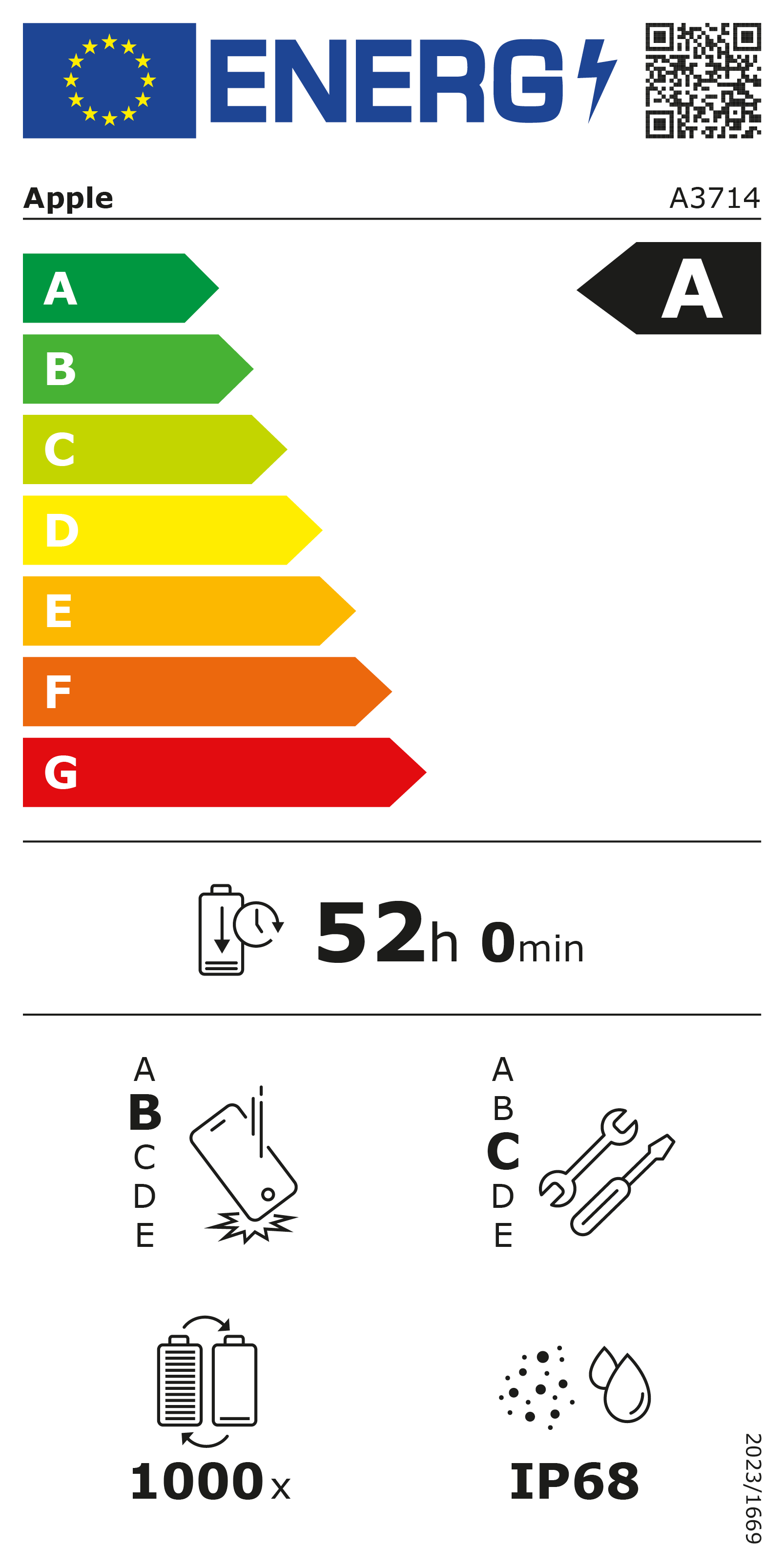 EU-Energielabel iPhone 18 Pro – Klasse A