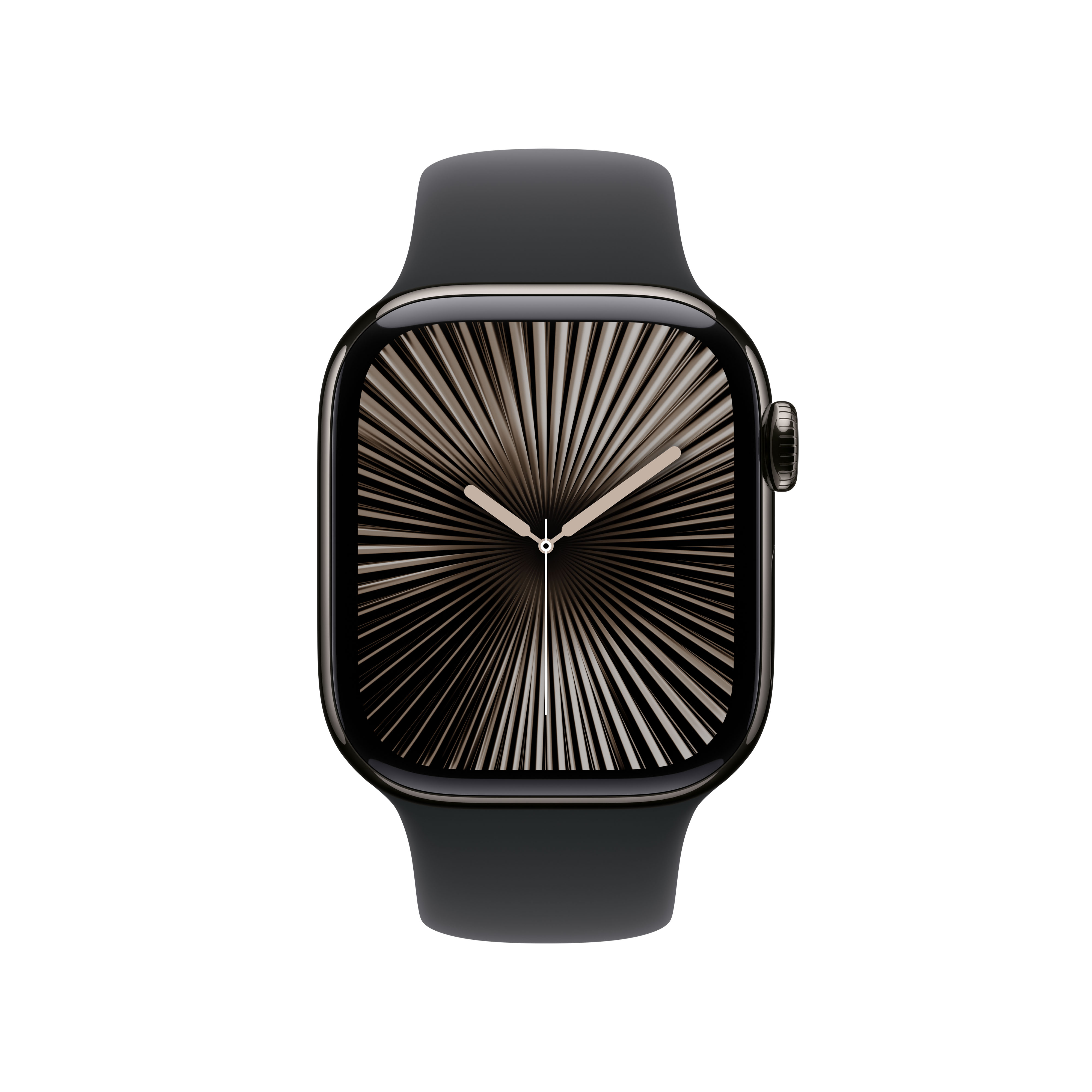 Apple Watch Series 10 GPS + Cellular 42mm Schiefer (Slate) Titanium Gehäuse mit Schwarz (Black) Sport Band - M/L