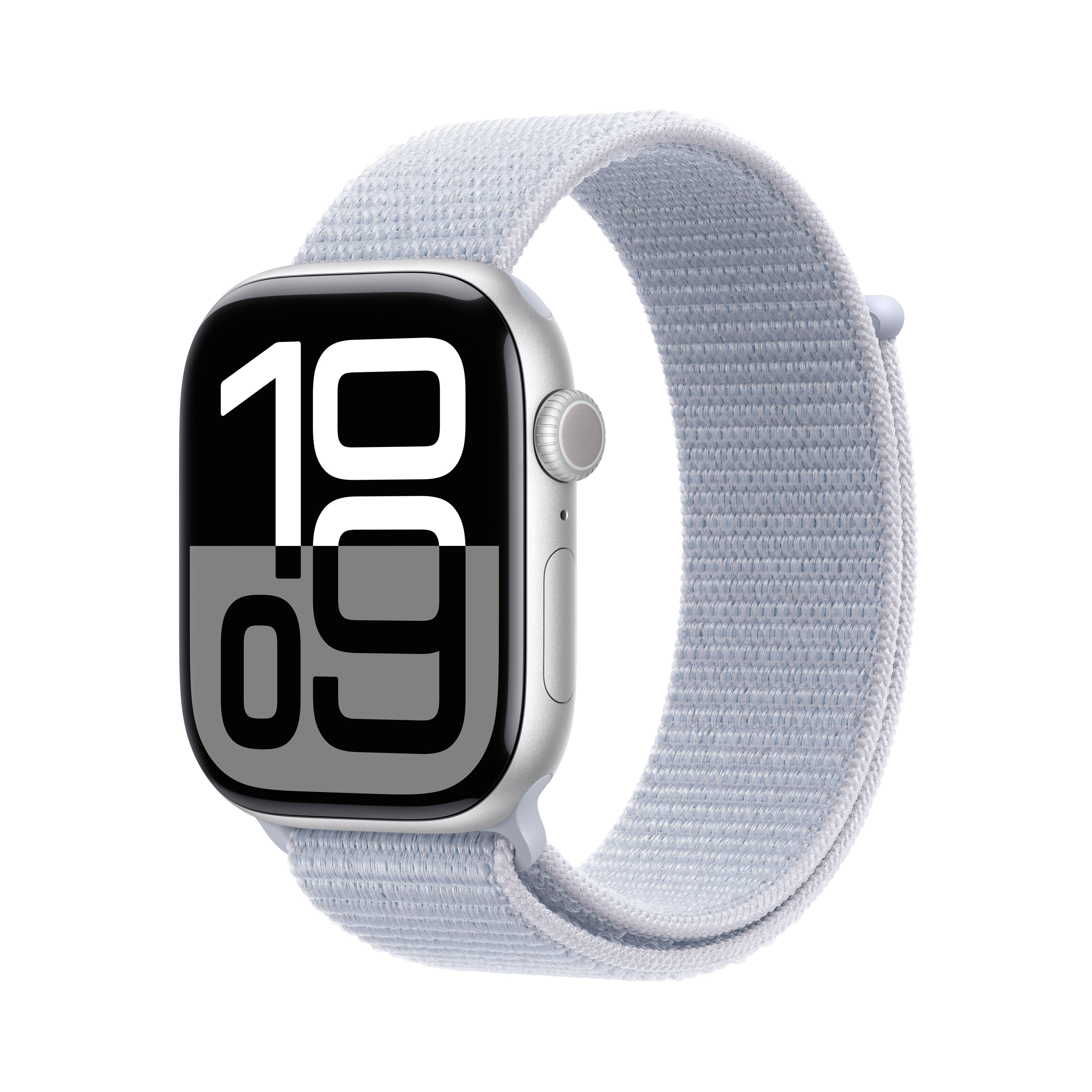 Apple Watch Series 10 GPS + Cellular 46mm Silber (Silver) Aluminium Gehäuse mit Blaue Wolke (Blue Cloud) Sport Loop