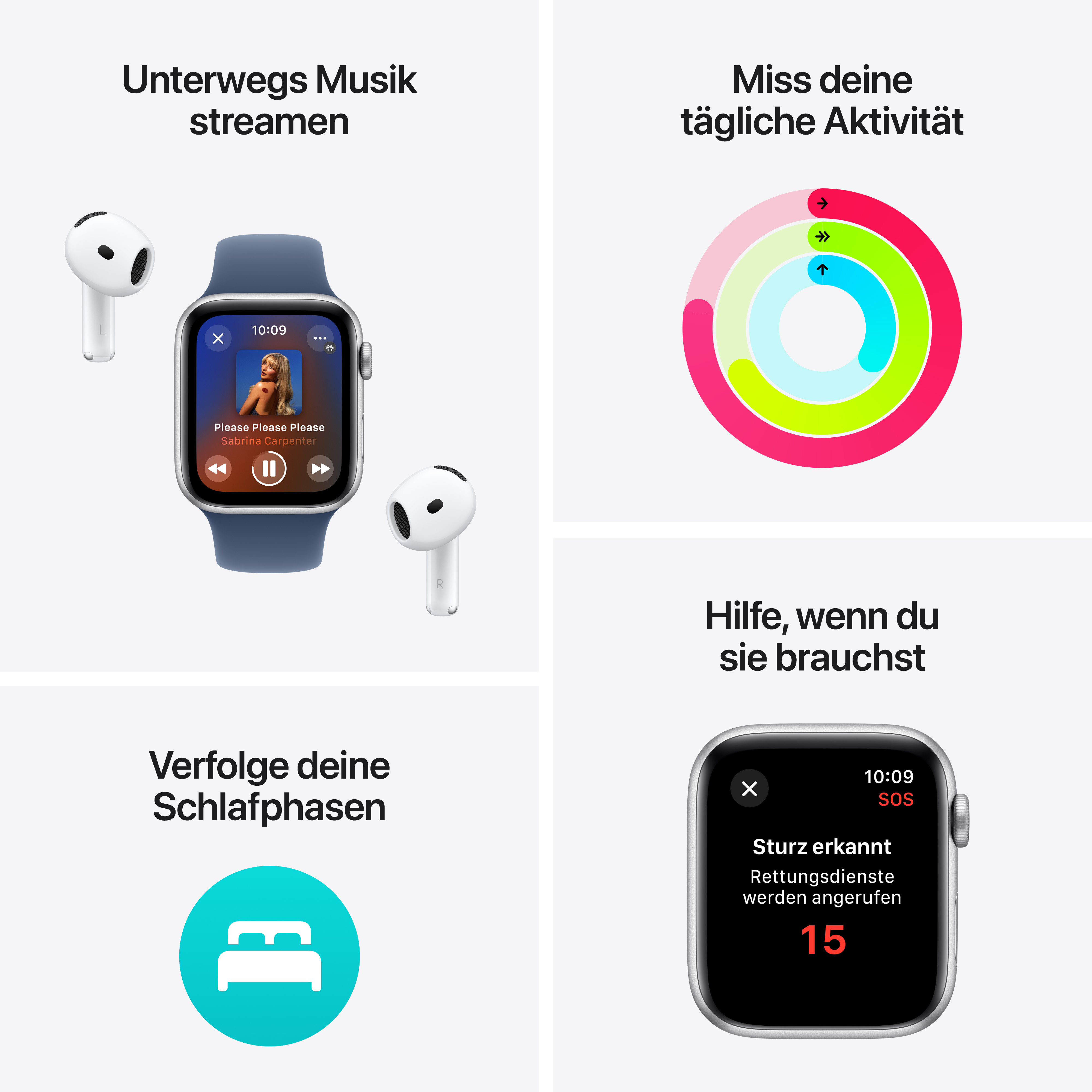 Apple Watch SE GPS + Cellular 44mm Polarstern (Starlight) Aluminium Gehäuse mit Polarstern (Starlight) Sport Band - S/M