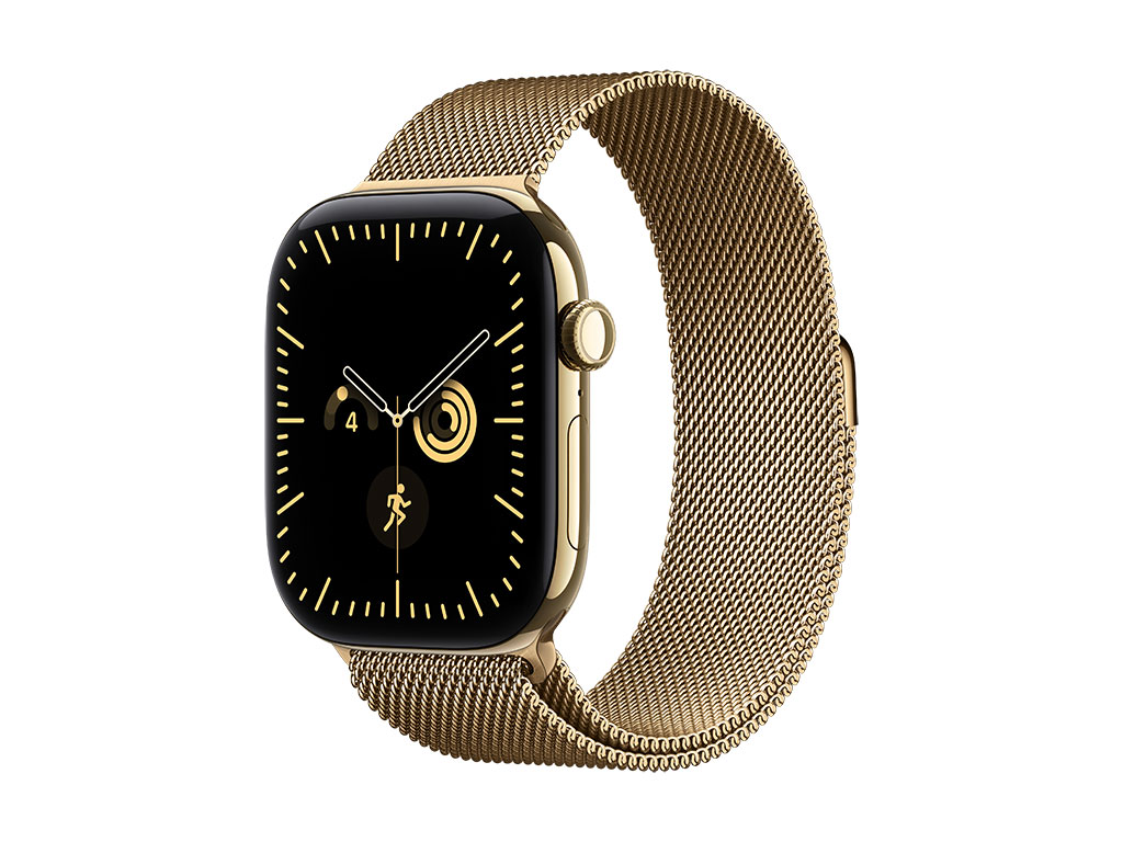 Apple Watch Series 12 GPS + Cellular 46mm Titangehäuse Brillantgold, Milanaise Armband Brillantgold - S/M