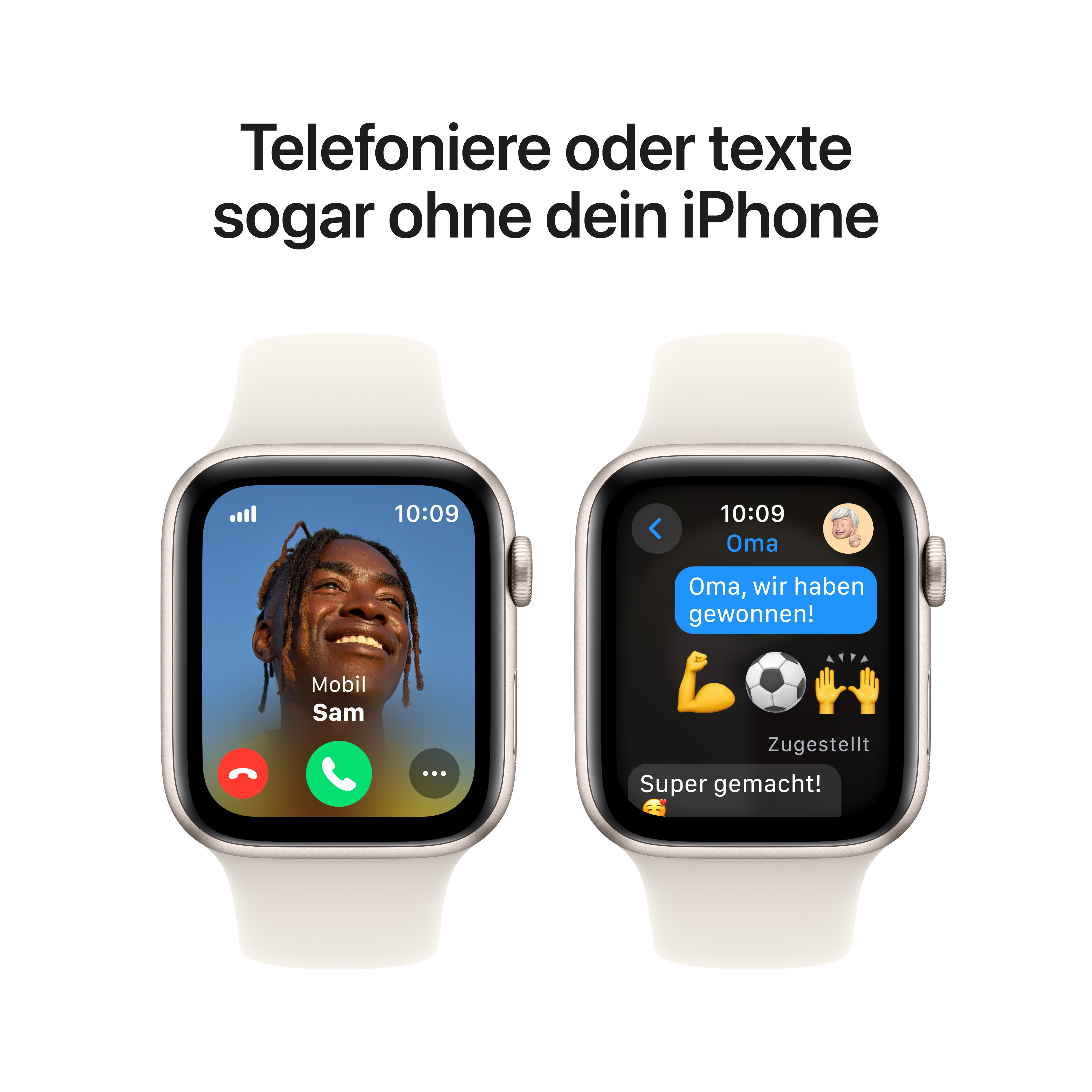 Apple Watch SE GPS + Cellular 44mm Polarstern (Starlight) Aluminium Gehäuse mit Polarstern (Starlight) Sport Band - S/M