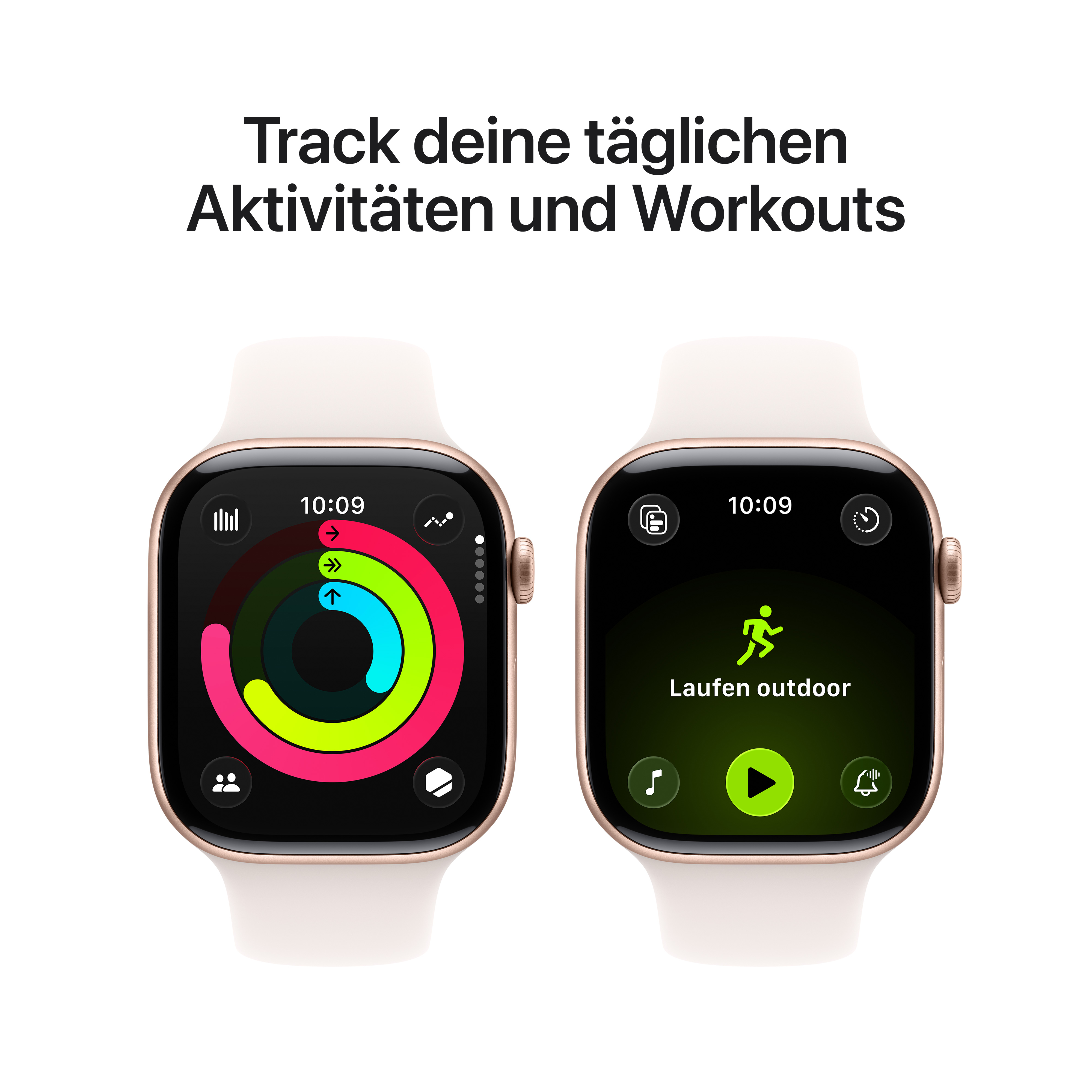 Apple Watch Series 11 GPS 46mm Roségold (Rose Gold) Aluminium Gehäuse mit Blassrosa (Light Blush) Sport Band - S/M