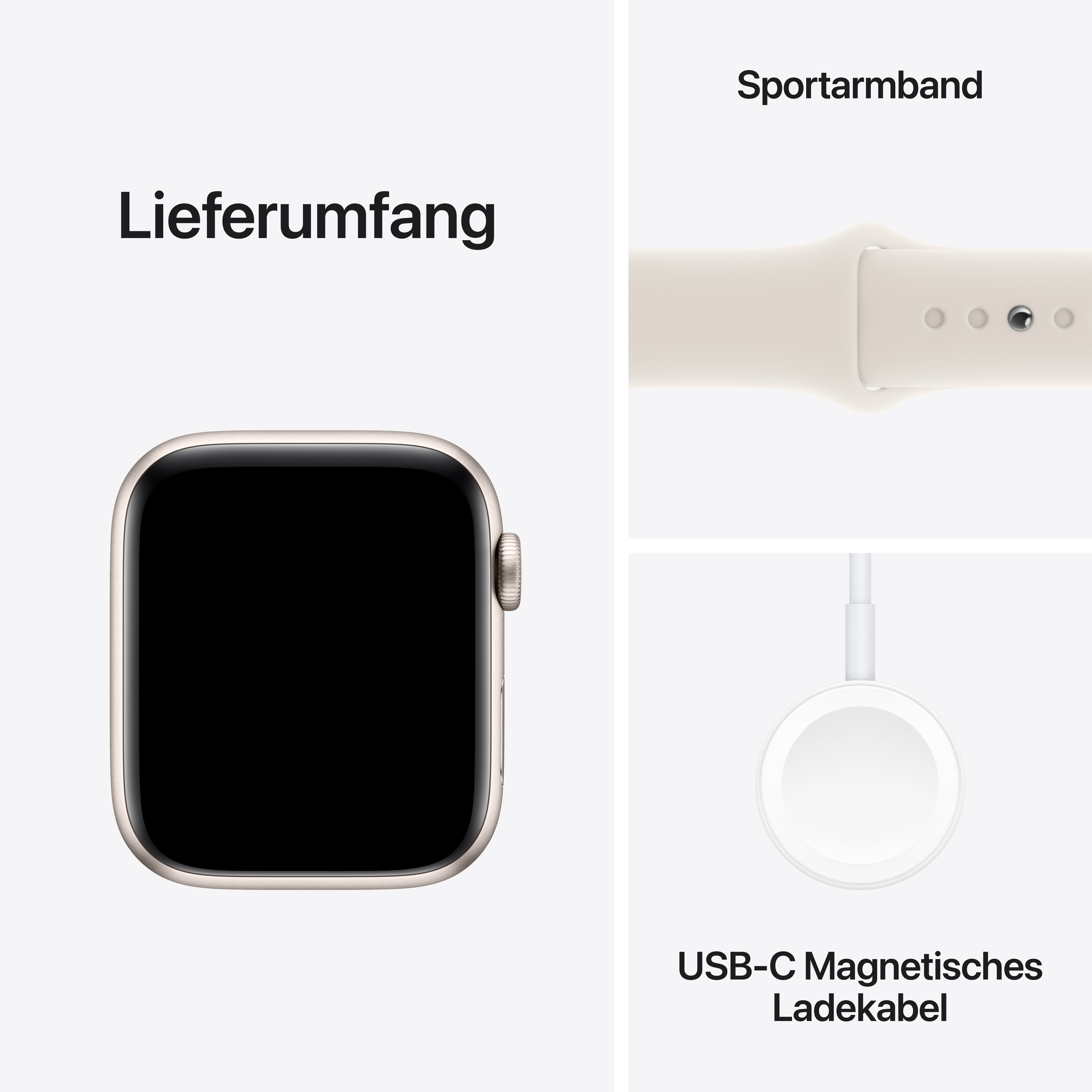 Apple Watch SE GPS + Cellular 44mm Polarstern (Starlight) Aluminium Gehäuse mit Polarstern (Starlight) Sport Band - S/M