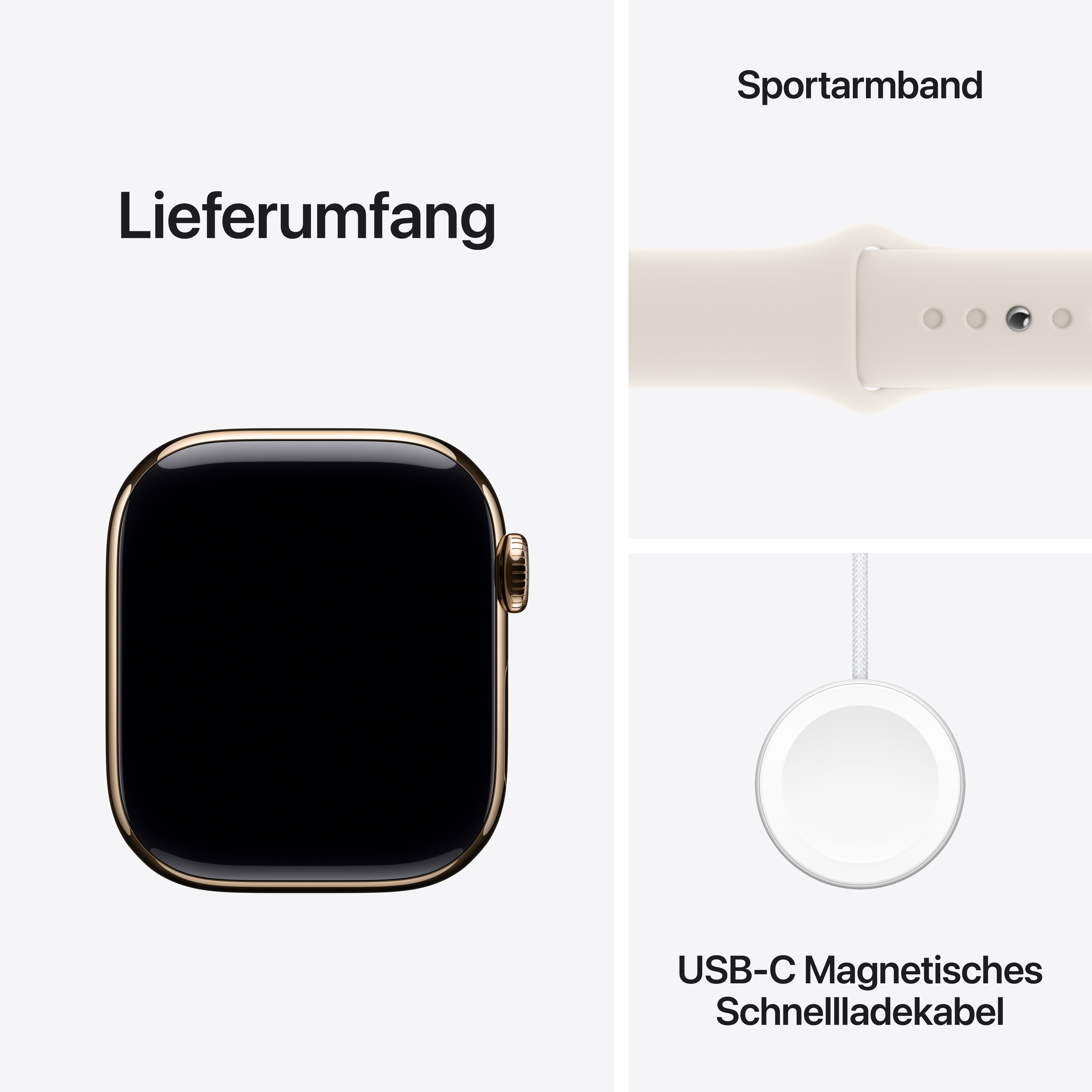 Apple Watch Series 10 GPS + Cellular 42mm Gold Titanium Gehäuse mit Polarstern (Starlight) Sport Band - M/L