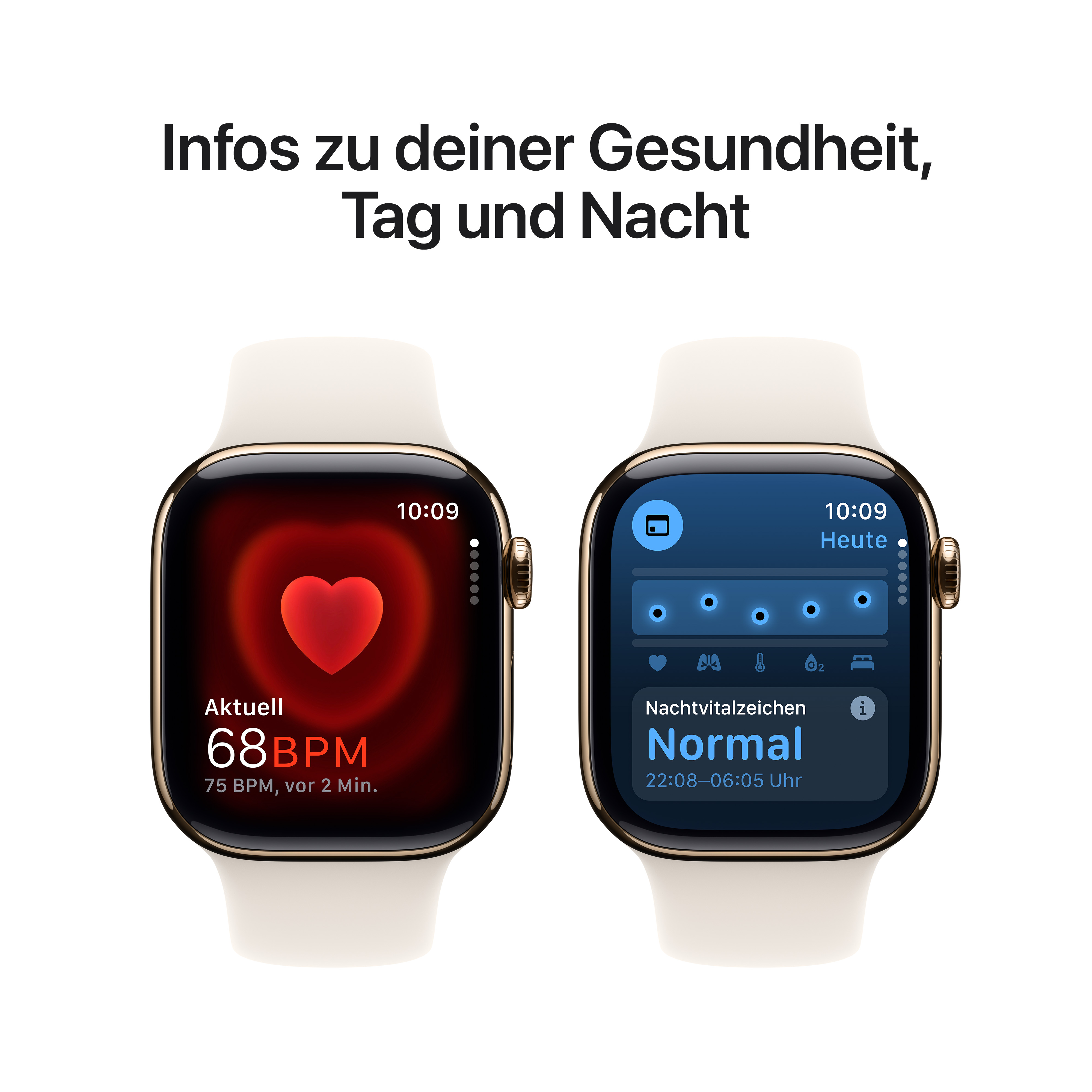 Apple Watch Series 10 GPS + Cellular 42mm Gold Titanium Gehäuse mit Polarstern (Starlight) Sport Band - M/L
