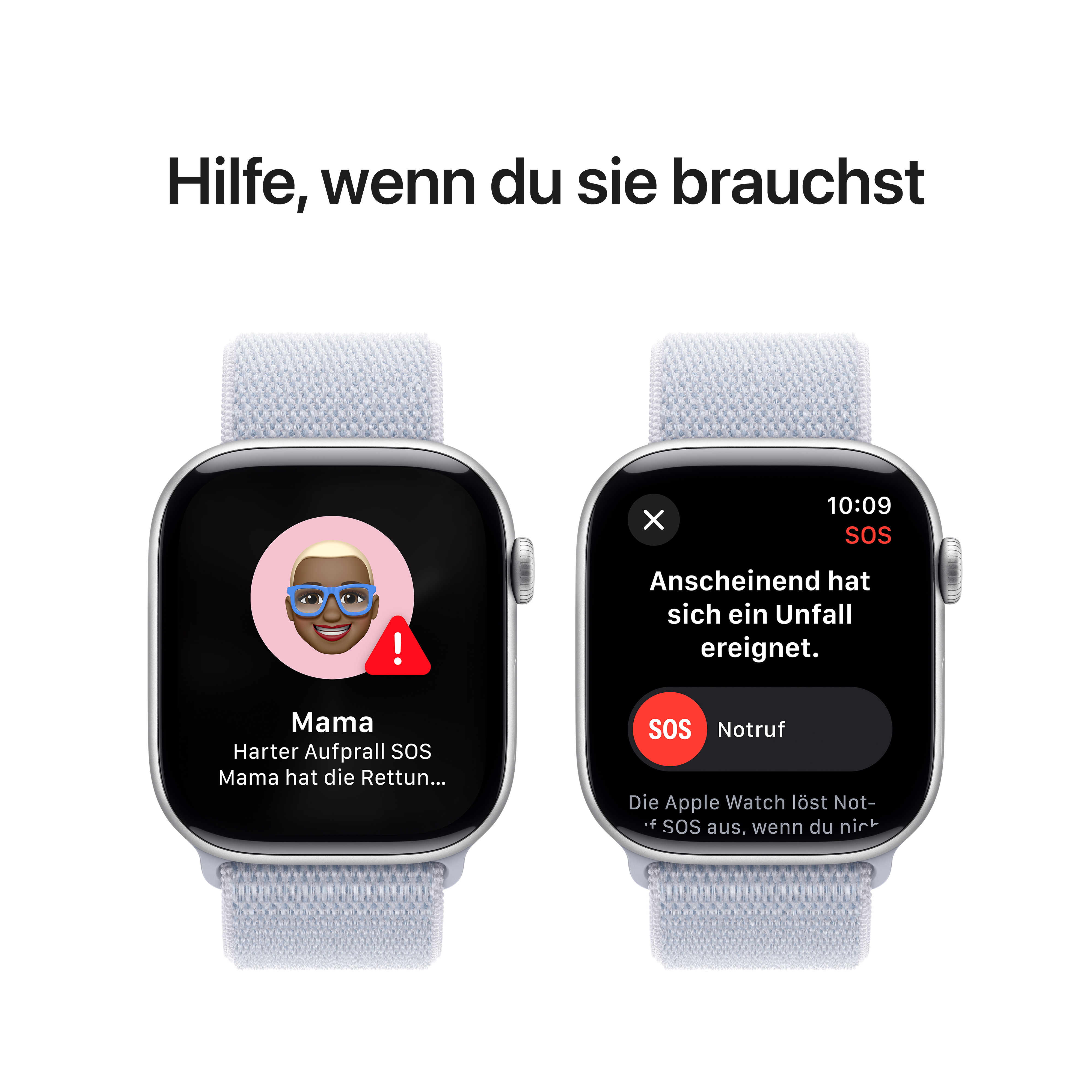 Apple Watch Series 10 GPS + Cellular 46mm Silber (Silver) Aluminium Gehäuse mit Blaue Wolke (Blue Cloud) Sport Loop