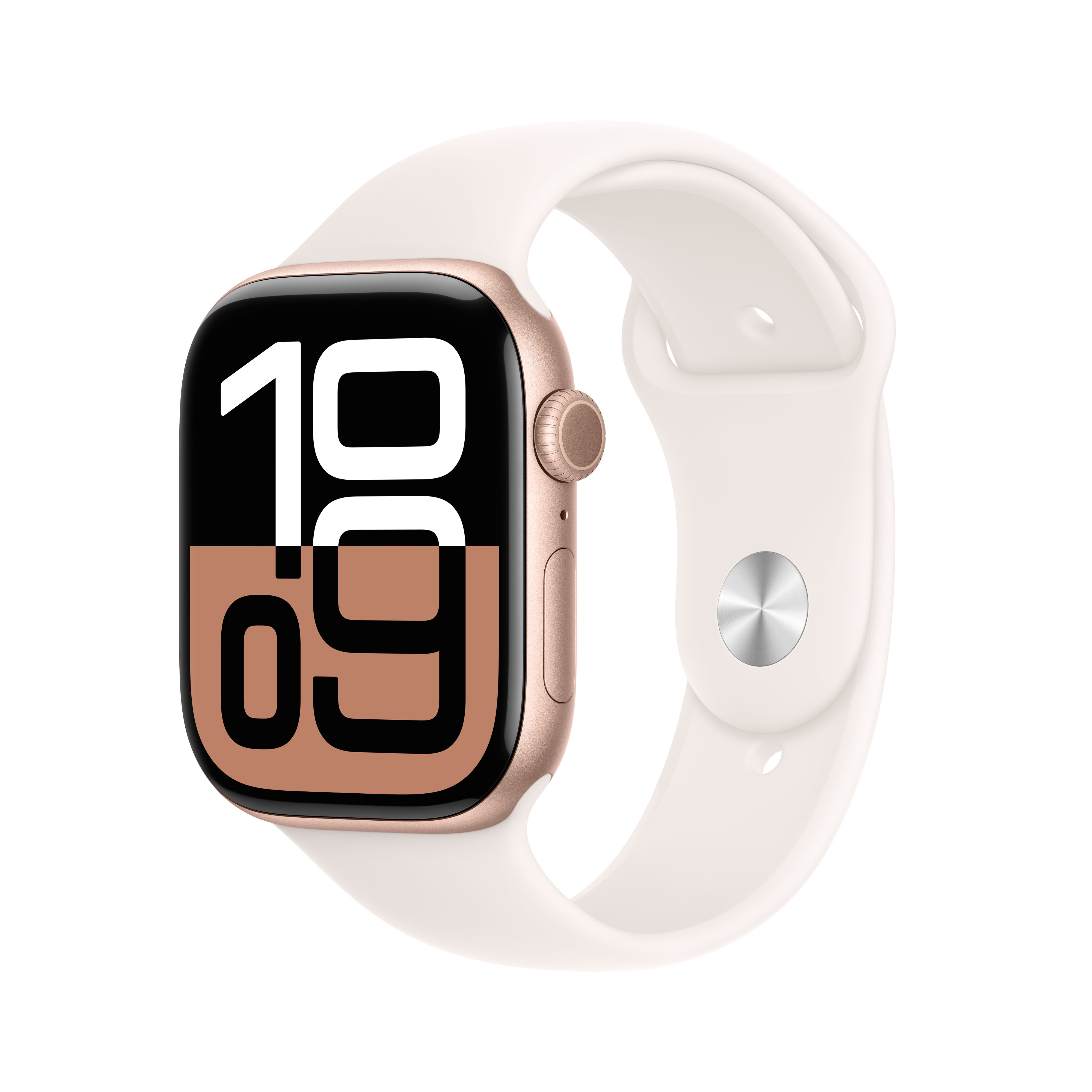 Apple Watch Series 10 GPS + Cellular 46mm Roségold (Rose Gold) Aluminium Gehäuse mit Blassrosa (Light Blush) Sport Band - M/L