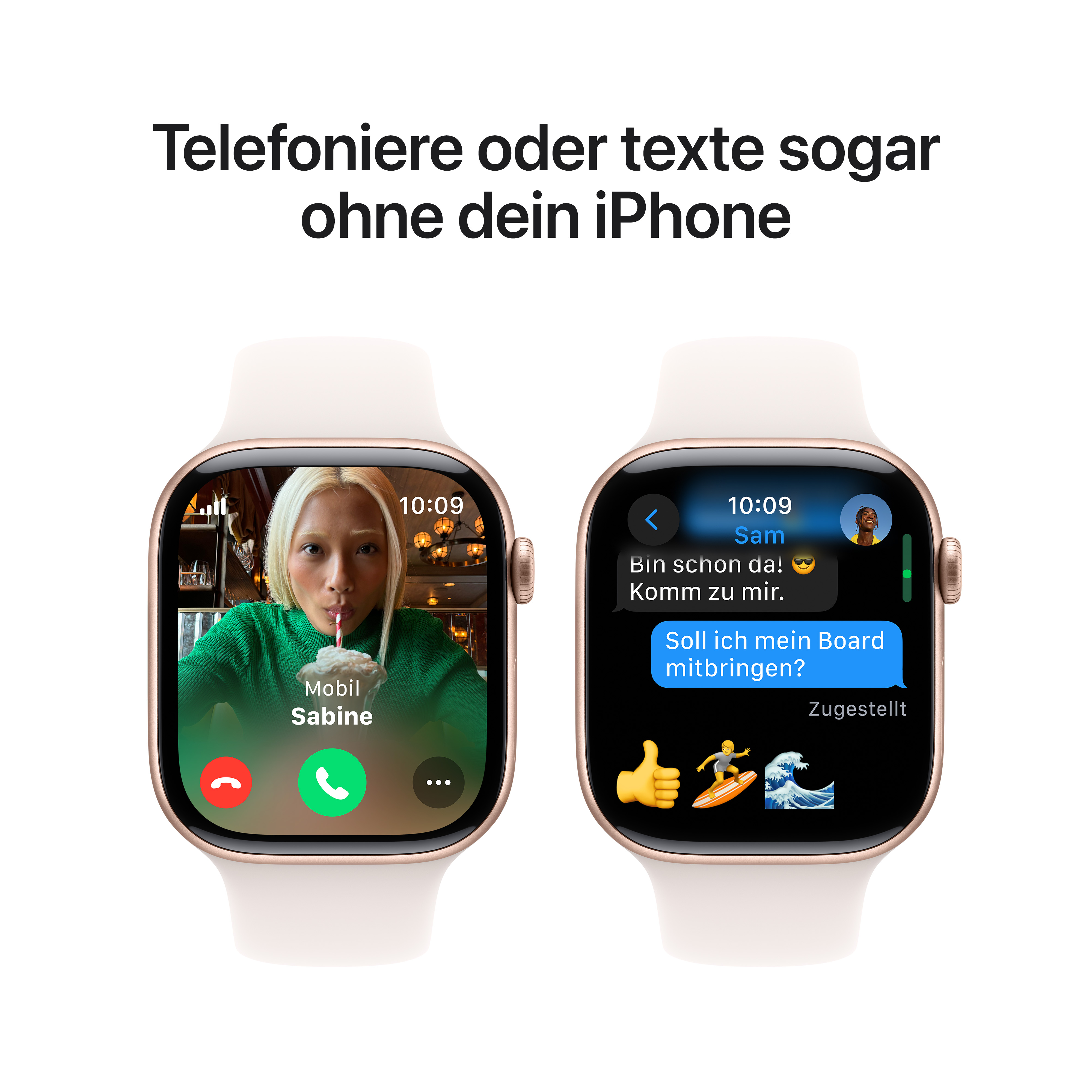 Apple Watch Series 10 GPS + Cellular 46mm Roségold (Rose Gold) Aluminium Gehäuse mit Blassrosa (Light Blush) Sport Band - M/L