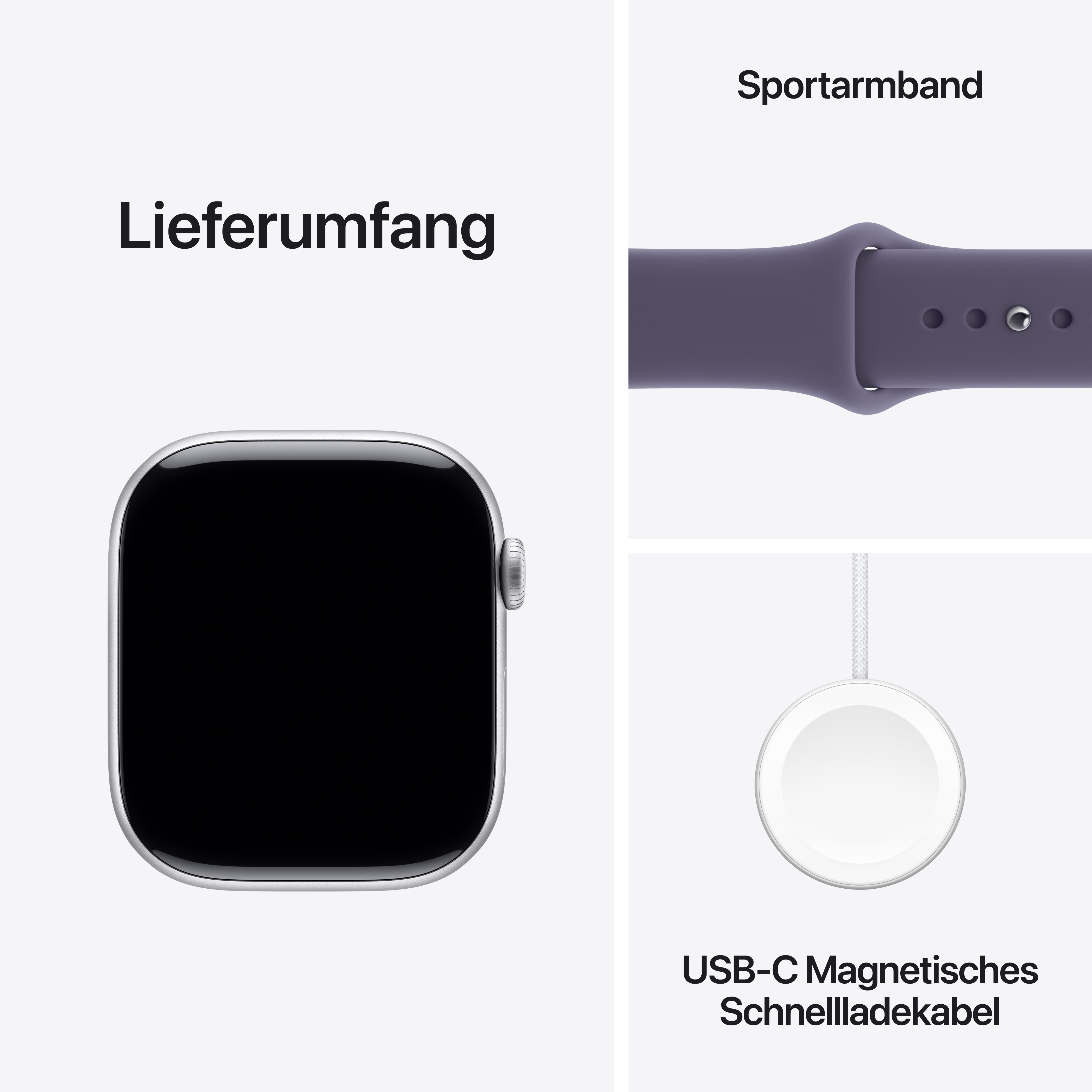 Apple Watch Series 11 GPS 46mm Silber (Silver) Aluminium Gehäuse mit Nebelviolett (Purple Fog) Sport Band - M/L