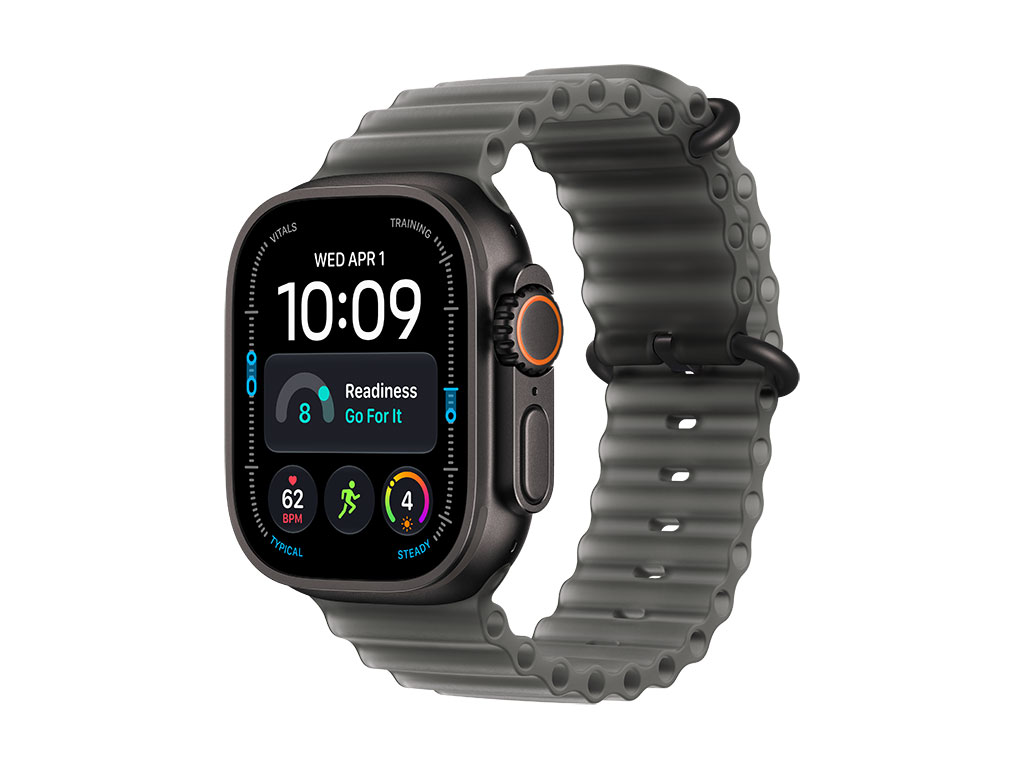 Apple Watch Ultra 4 GPS + Cellular 49mm Titangehäuse Schwarz, Ocean Armband Halbtransparentes Schwarz