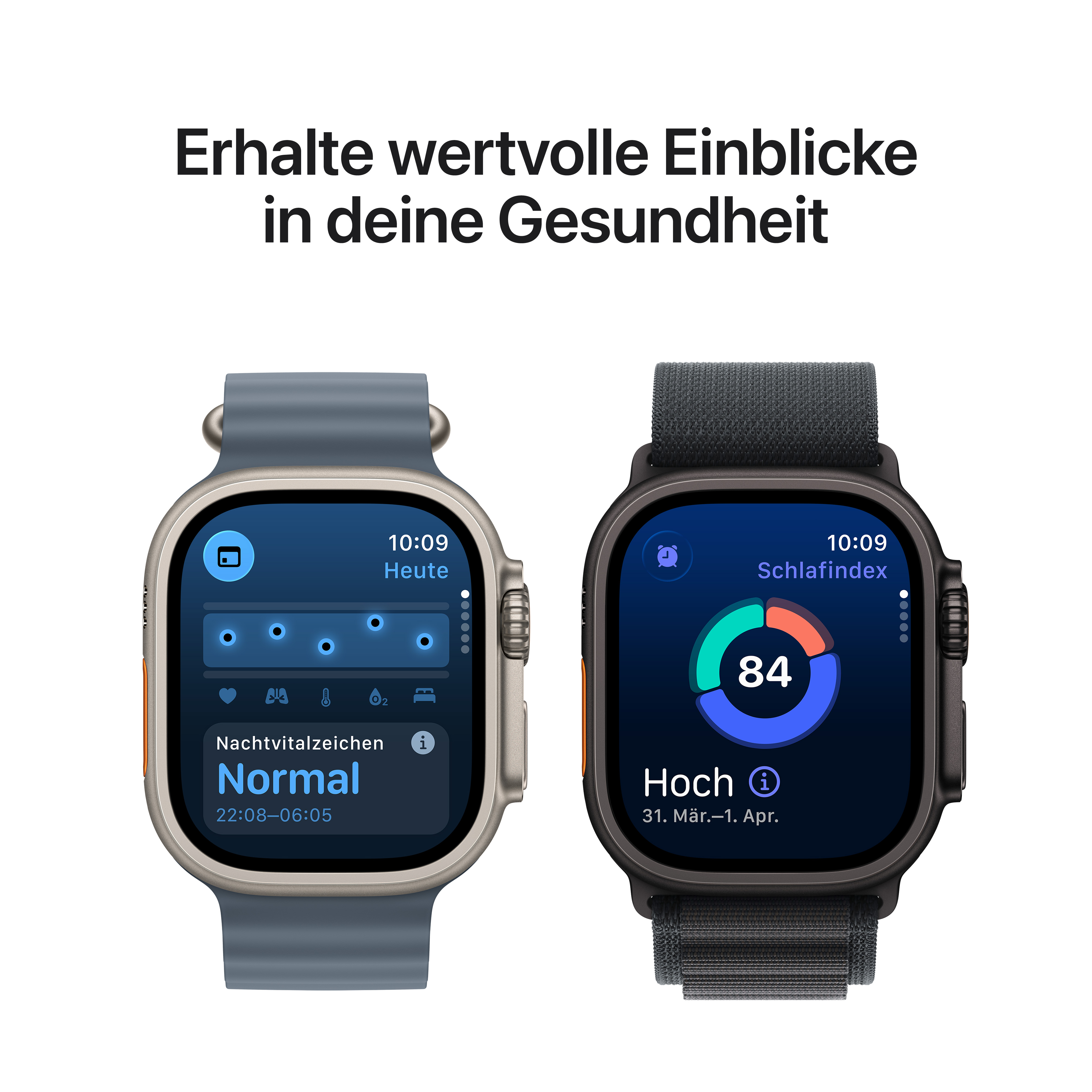 Apple Watch Ultra 3 GPS + Cellular 49mm Natur (Natural) Titan Gehäuse mit Hellblau (Light Blue) Alpine Loop - Large