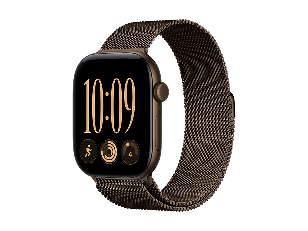 Apple Watch Series 12 GPS 46mm Aluminiumgehäuse Dunkelbronze, Milanaise Armband Dunkelbronze - S/M