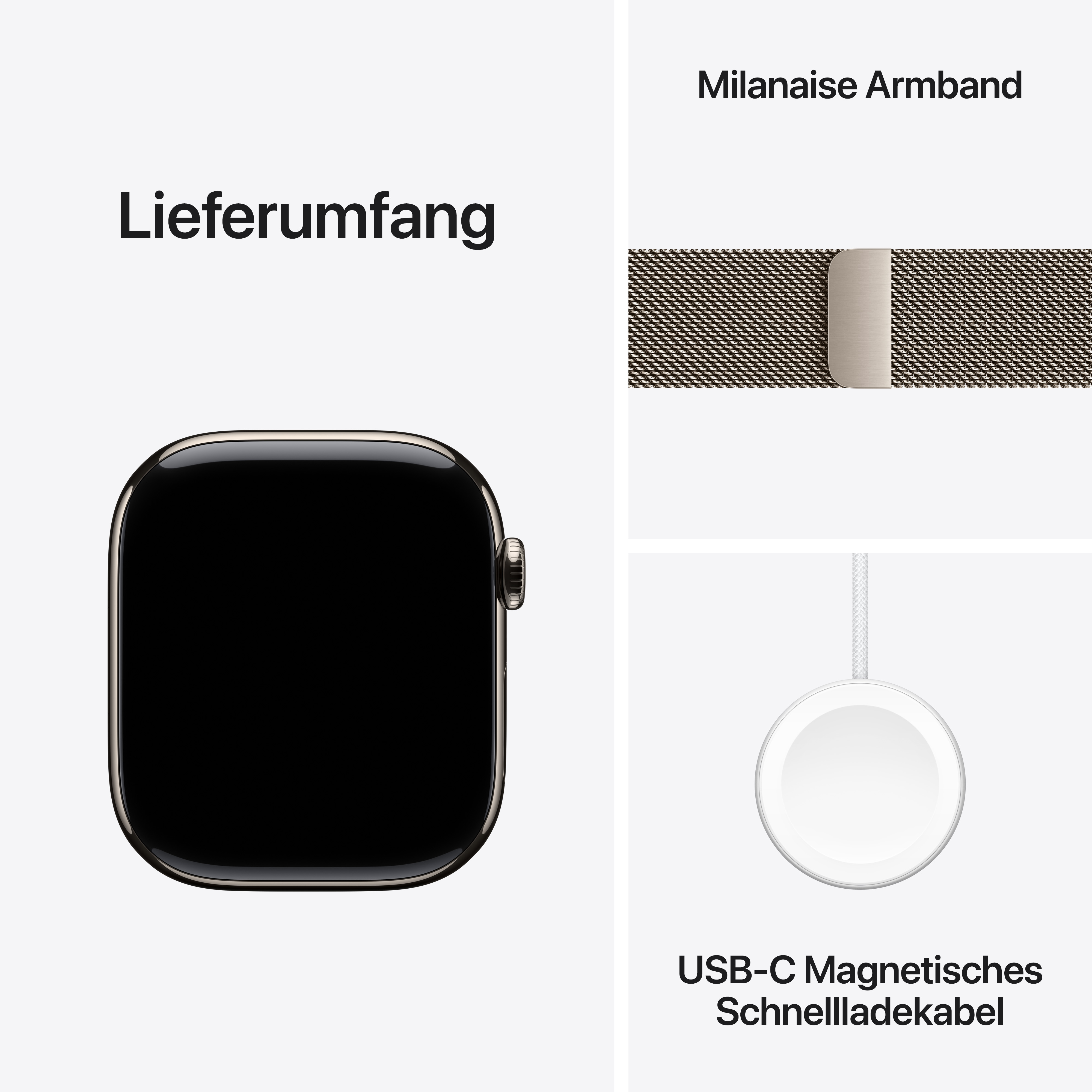 Apple Watch Series 10 GPS + Cellular 46mm Natur (Natural) Titanium Gehäuse mit Natur (Natural) Milanese Loop - S/M