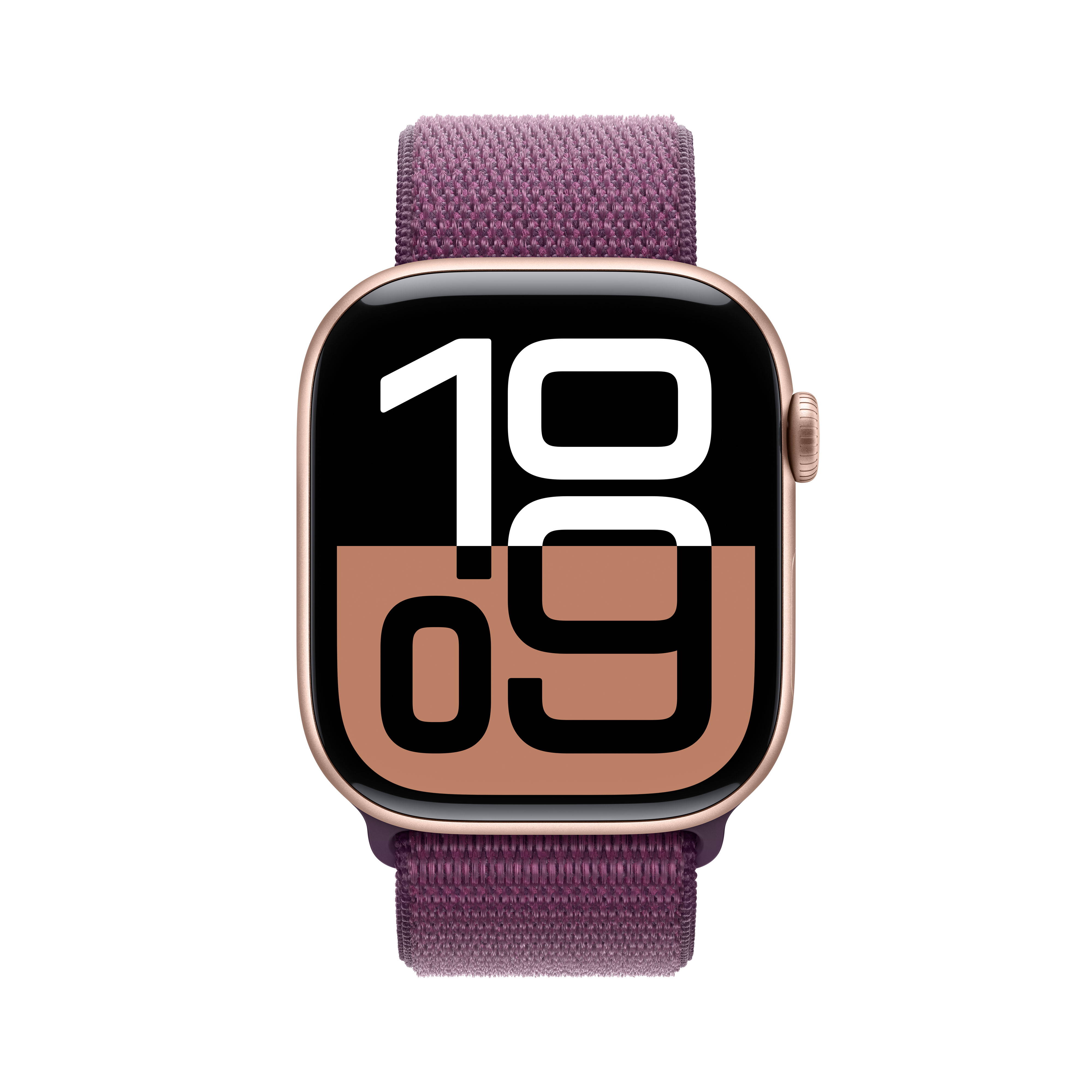 Apple Watch Series 10 GPS + Cellular 46mm Roségold (Rose Gold) Aluminium Gehäuse mit Pflaume (Plum) Sport Loop