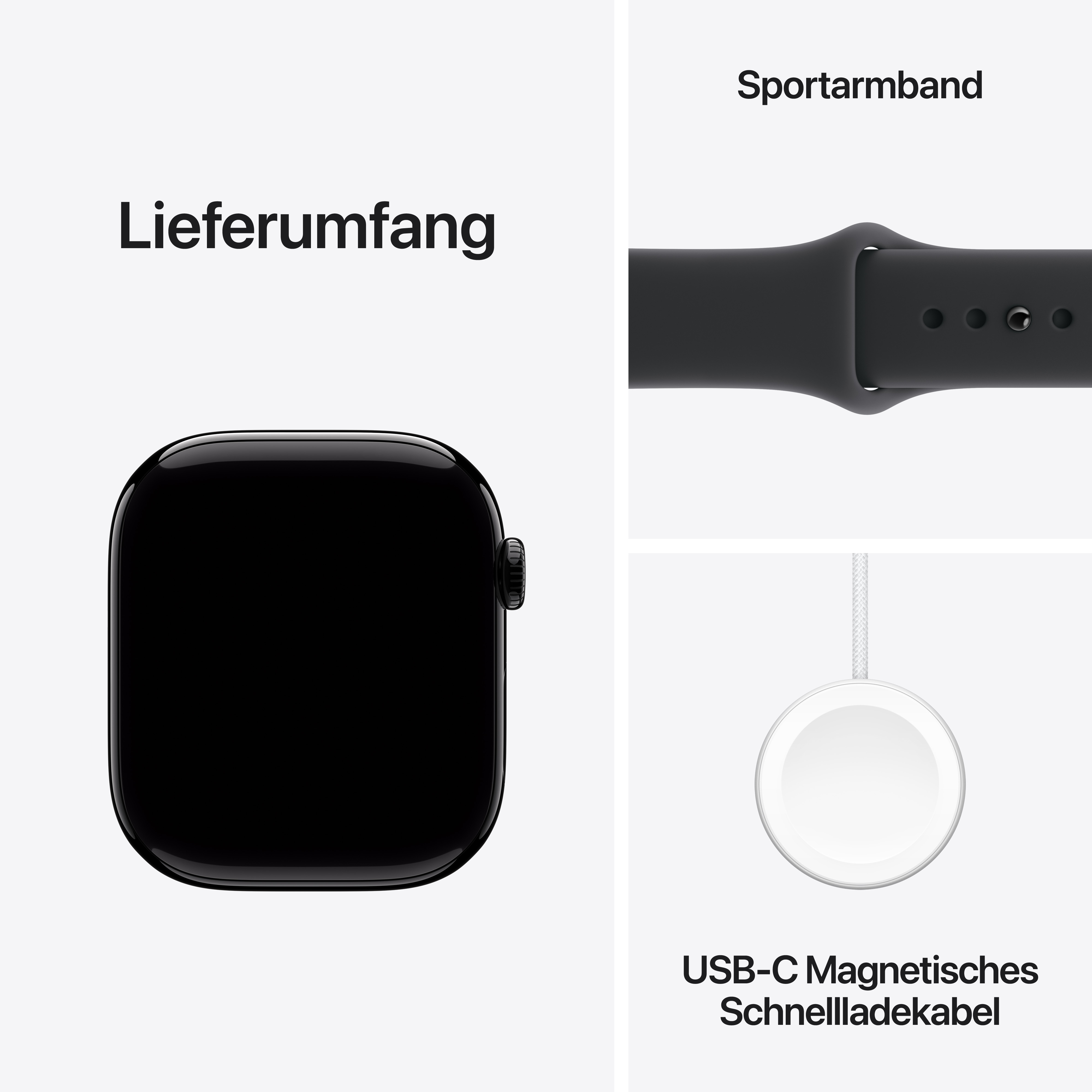 Apple Watch Series 11 GPS 46mm Diamantschwarz (Jet Black) Aluminium Gehäuse mit Schwarz (Black) Sport Band - S/M