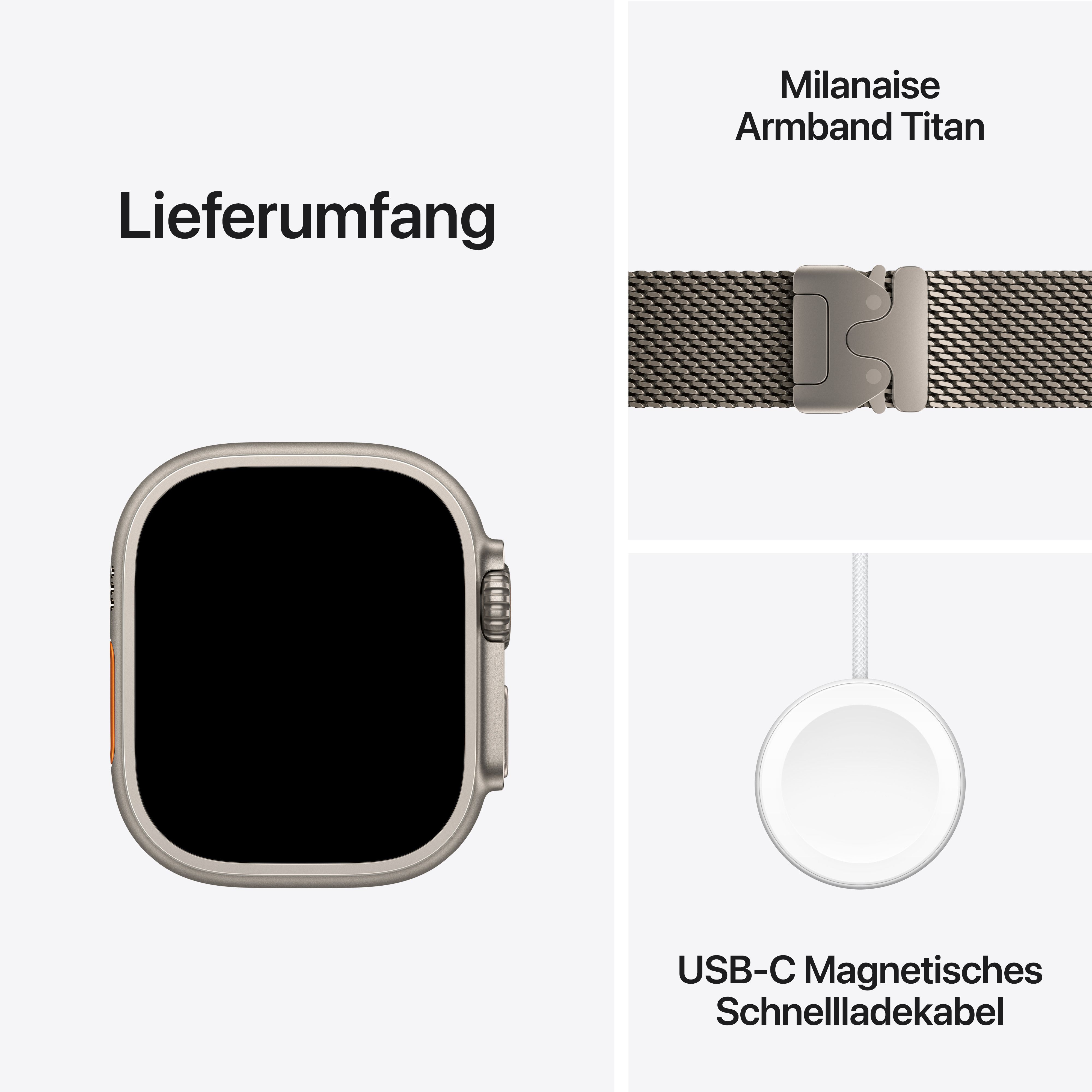 Apple Watch Ultra 2 GPS + Cellular 49mm Natur (Natural) Titanium Gehäuse mit Natur (Natural) Titanium Milanese Loop - S