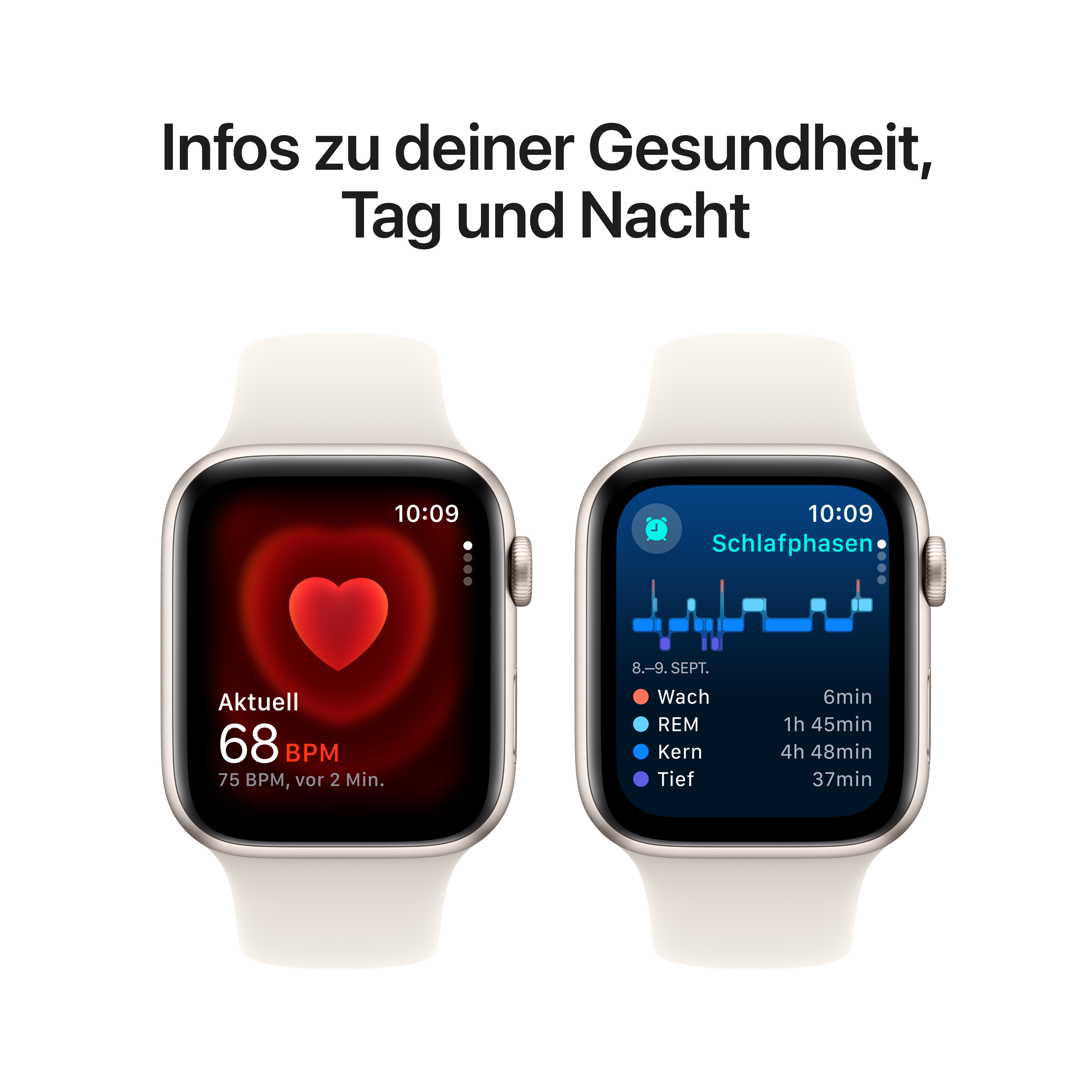 Apple Watch SE GPS + Cellular 44mm Polarstern (Starlight) Aluminium Gehäuse mit Polarstern (Starlight) Sport Band - S/M