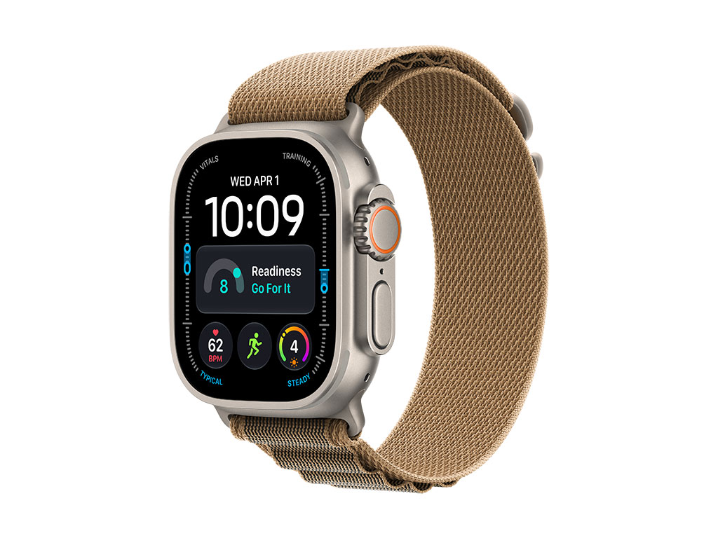 Apple Watch Ultra 4 GPS + Cellular 49mm Titangehäuse Natur, Alpine Loop Wüstensand - L