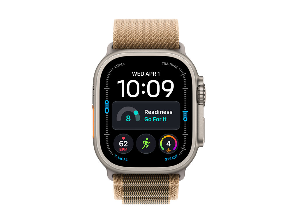 Apple Watch Ultra 4 GPS + Cellular 49mm Titangehäuse Natur, Alpine Loop Wüstensand - M