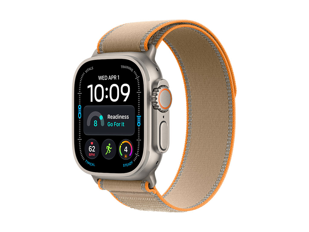 Apple Watch Ultra 4 GPS + Cellular 49mm Titangehäuse Natur, Trail Loop Sand - M/L