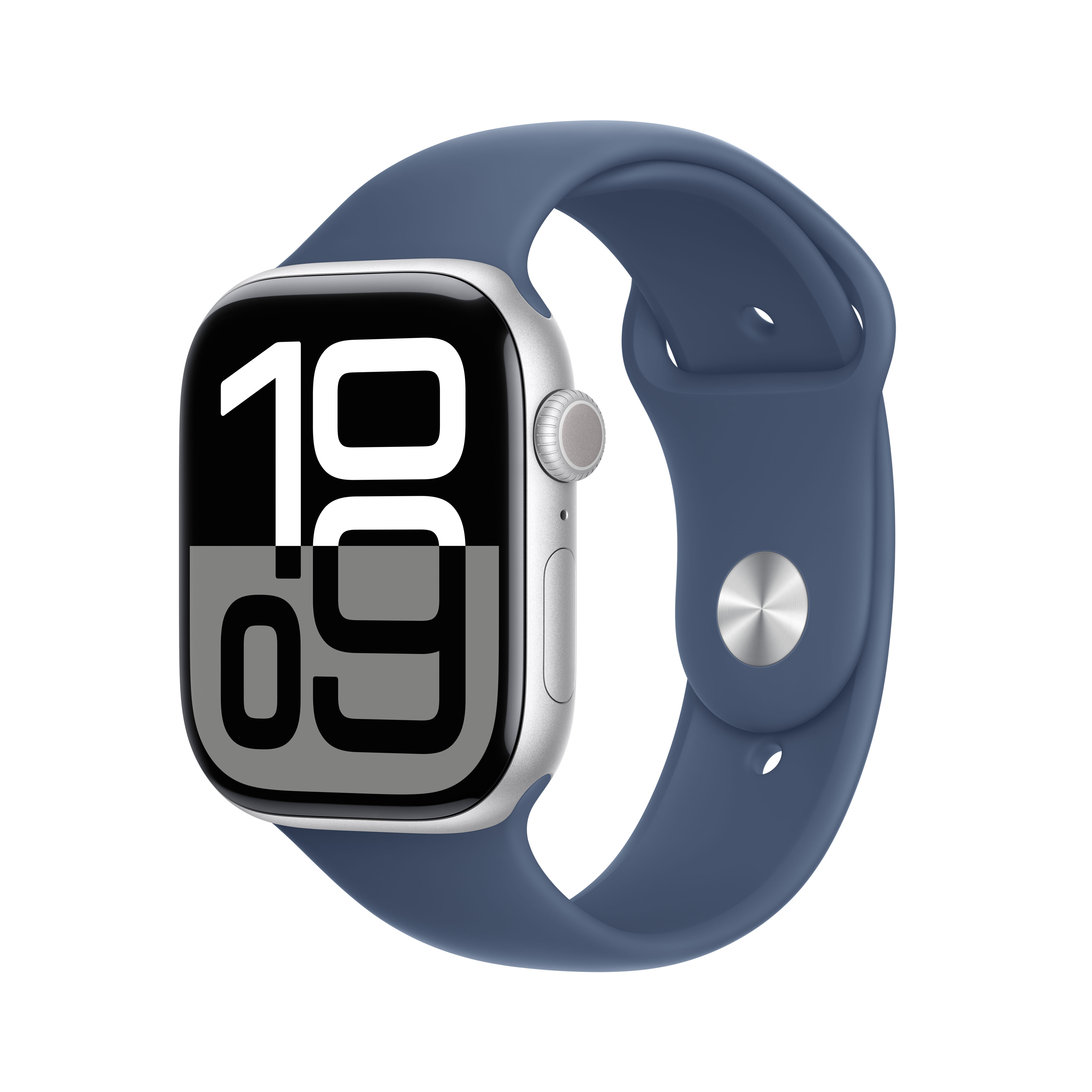 Apple Watch Series 10 GPS + Cellular 46mm Silber (Silver) Aluminium Gehäuse mit Denim Sport Band - S/M