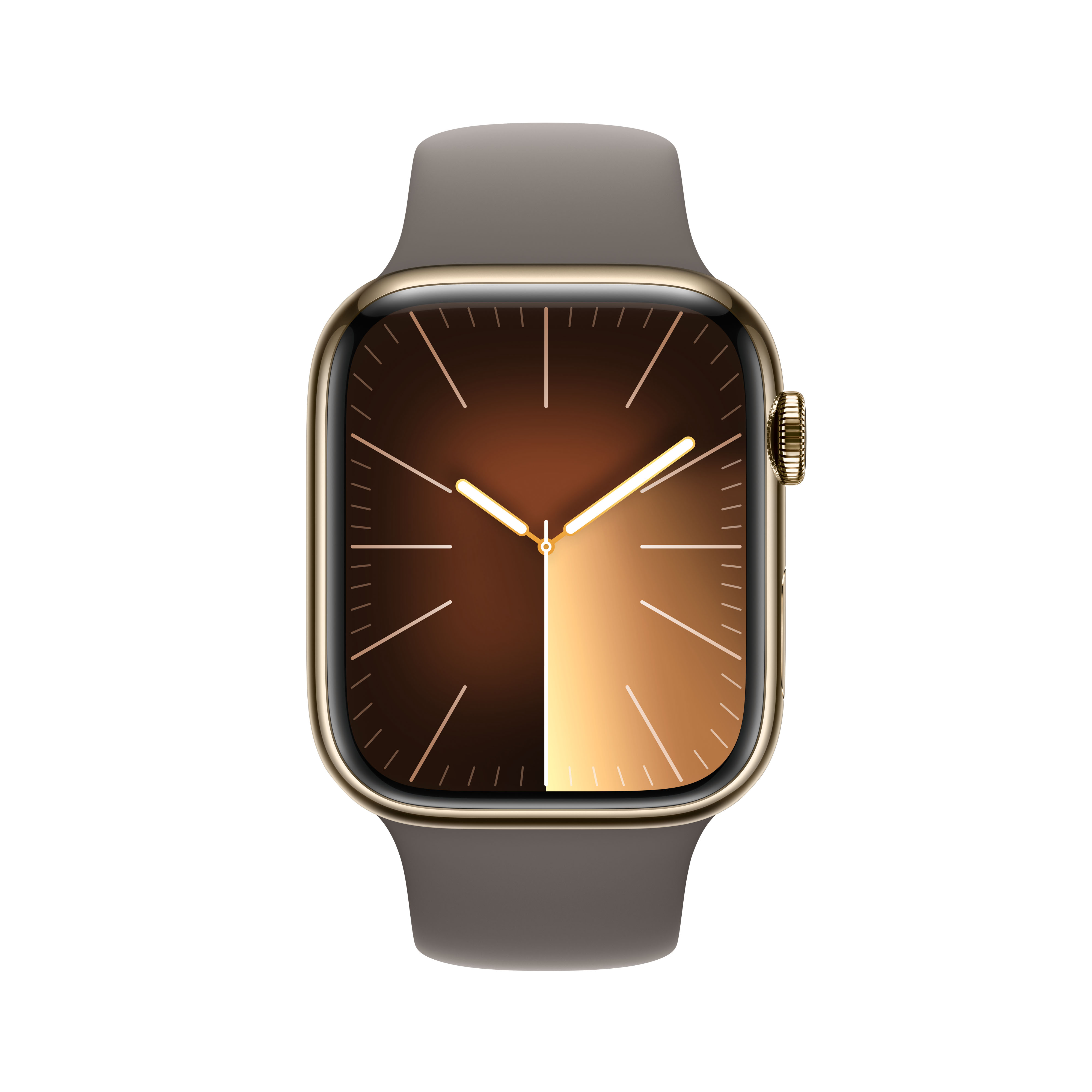 Apple Watch Series 9 GPS + Cellular 45mm Gold Edelstahl Case mit Clay Sportband - S/M