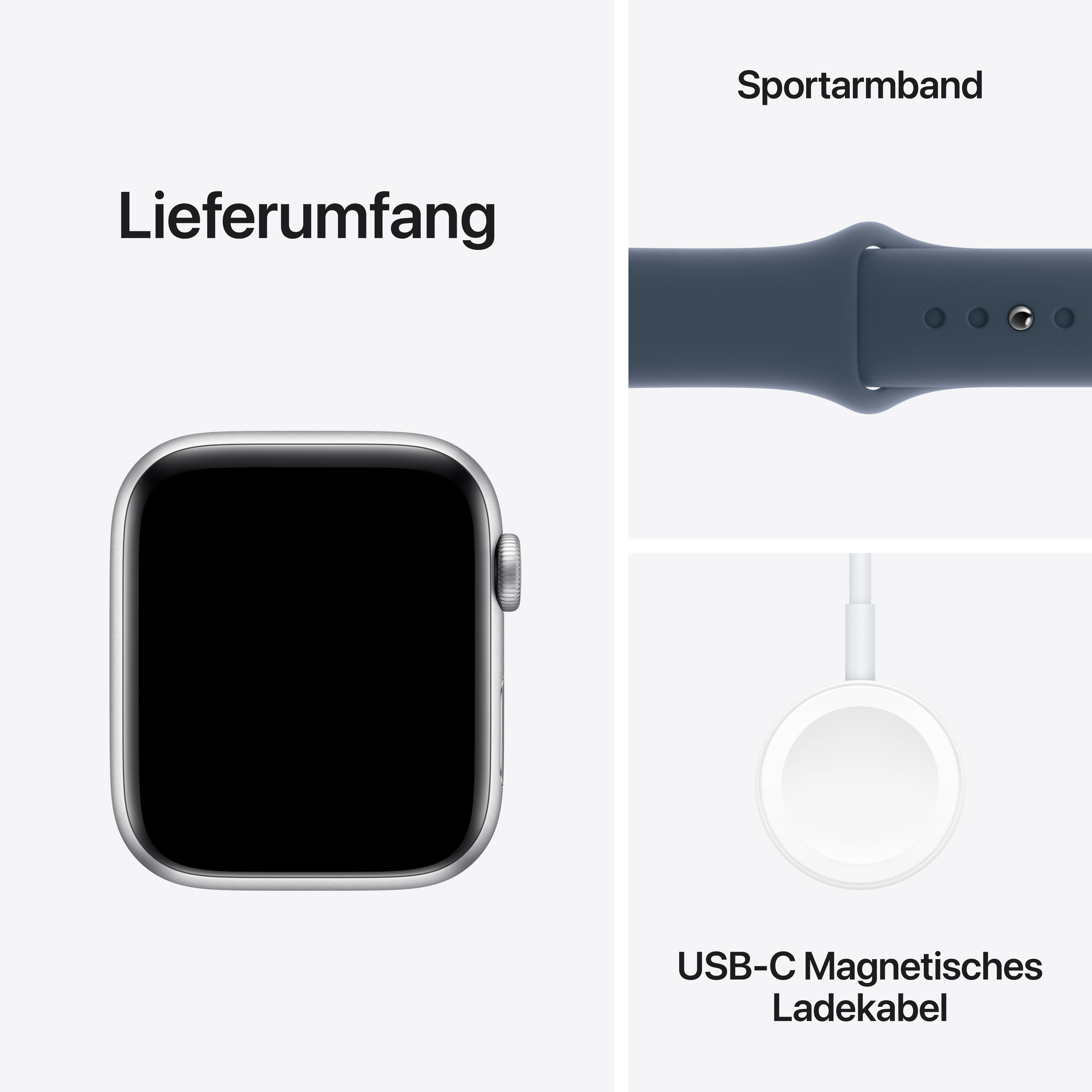 Apple Watch SE GPS + Cellular 44mm Silver Aluminium Case mit Storm Blue Sportband - S/M