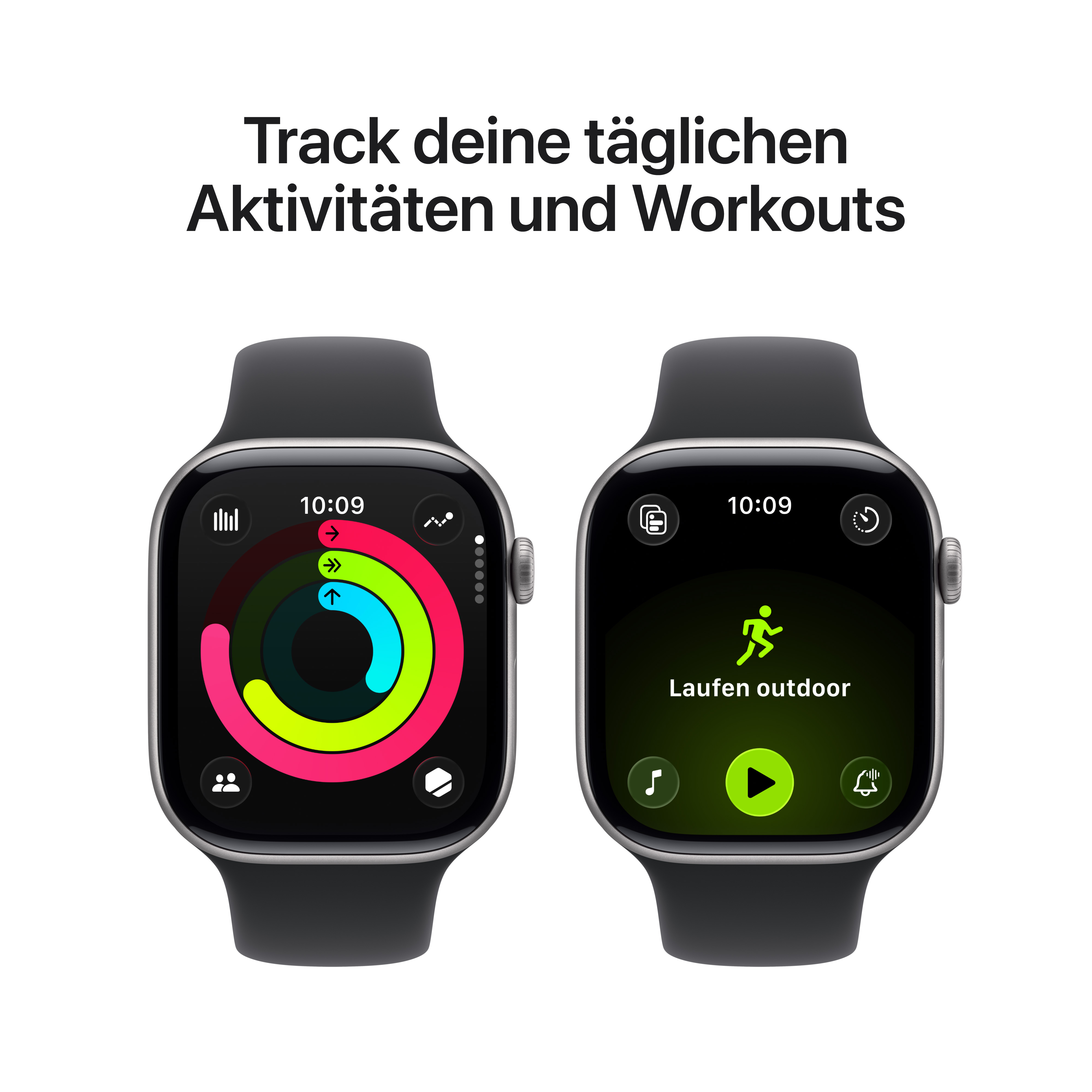 Apple Watch Series 11 GPS + Cellular 46mm Space Grau (Space Grey) Aluminium Gehäuse mit Schwarz (Black) Sport Band - M/L