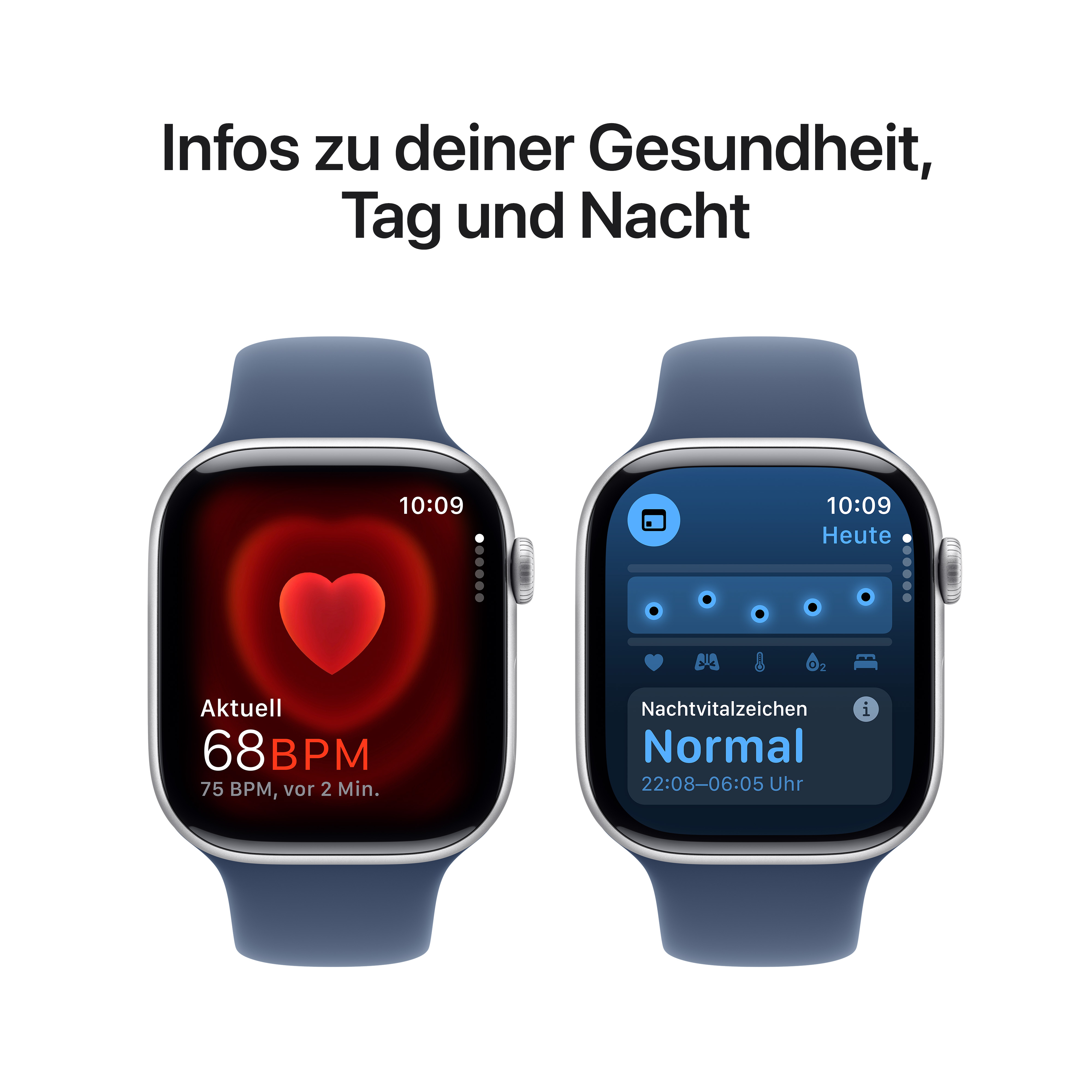 Apple Watch Series 10 GPS + Cellular 46mm Silber (Silver) Aluminium Gehäuse mit Denim Sport Band - S/M