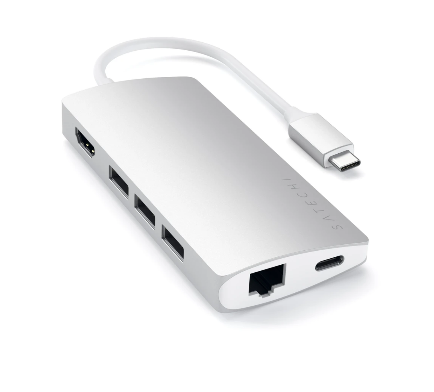 SATECHI USB-C Multi Port V2 Adapter mit Ethernet - Silber