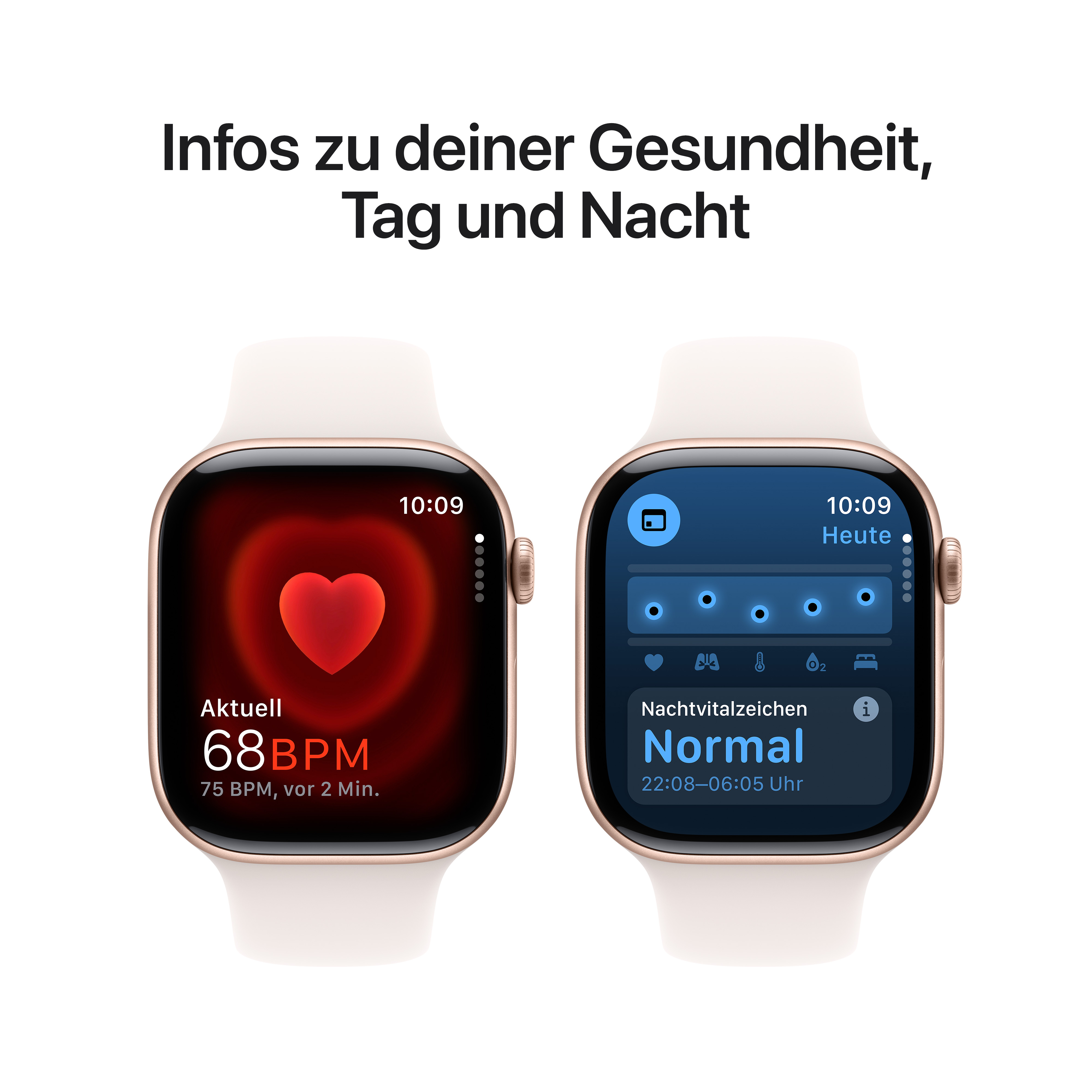 Apple Watch Series 10 GPS + Cellular 46mm Roségold (Rose Gold) Aluminium Gehäuse mit Blassrosa (Light Blush) Sport Band - M/L
