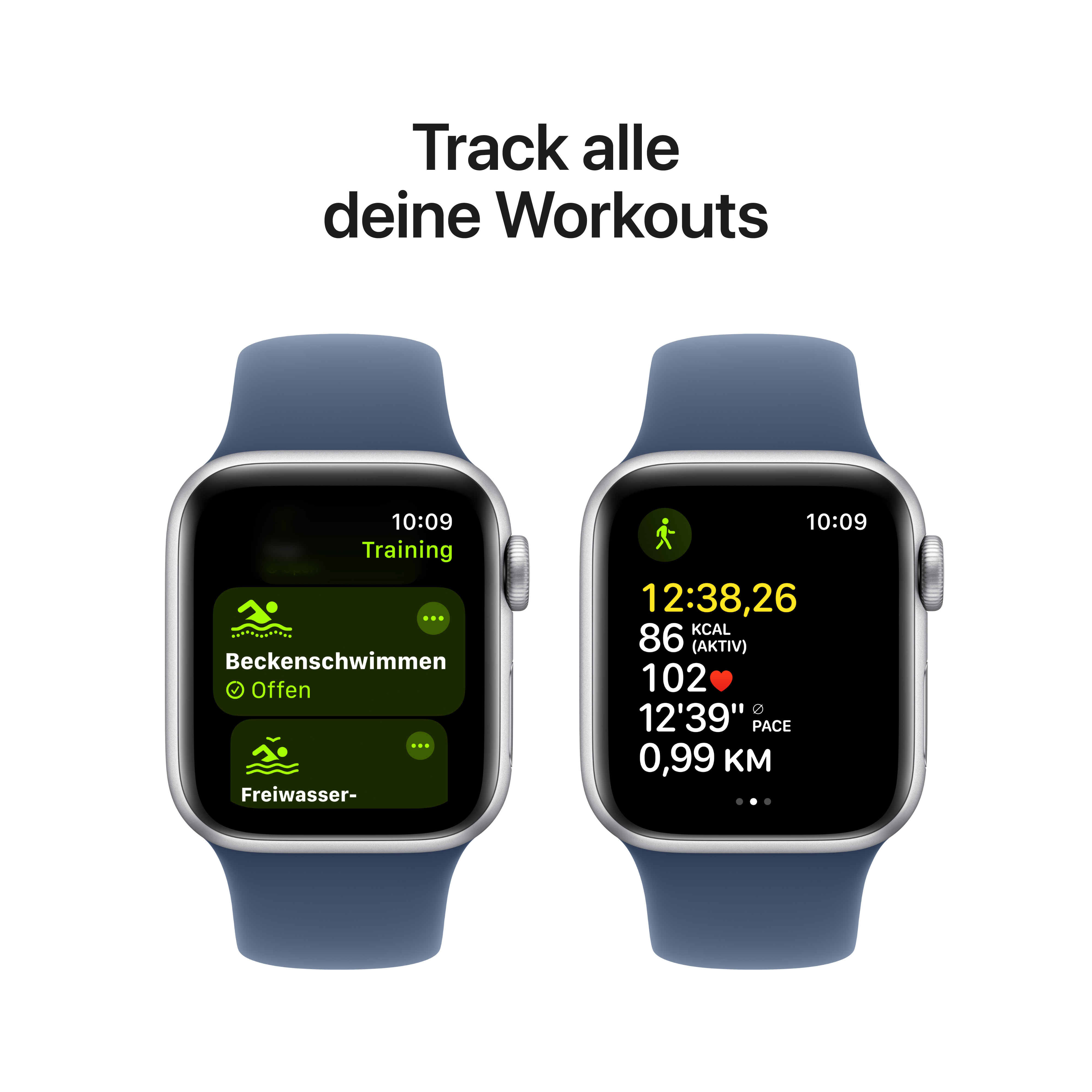 Apple Watch SE GPS + Cellular 40mm Silber (Silver) Aluminium Gehäuse mit Denim Sport Band - M/L