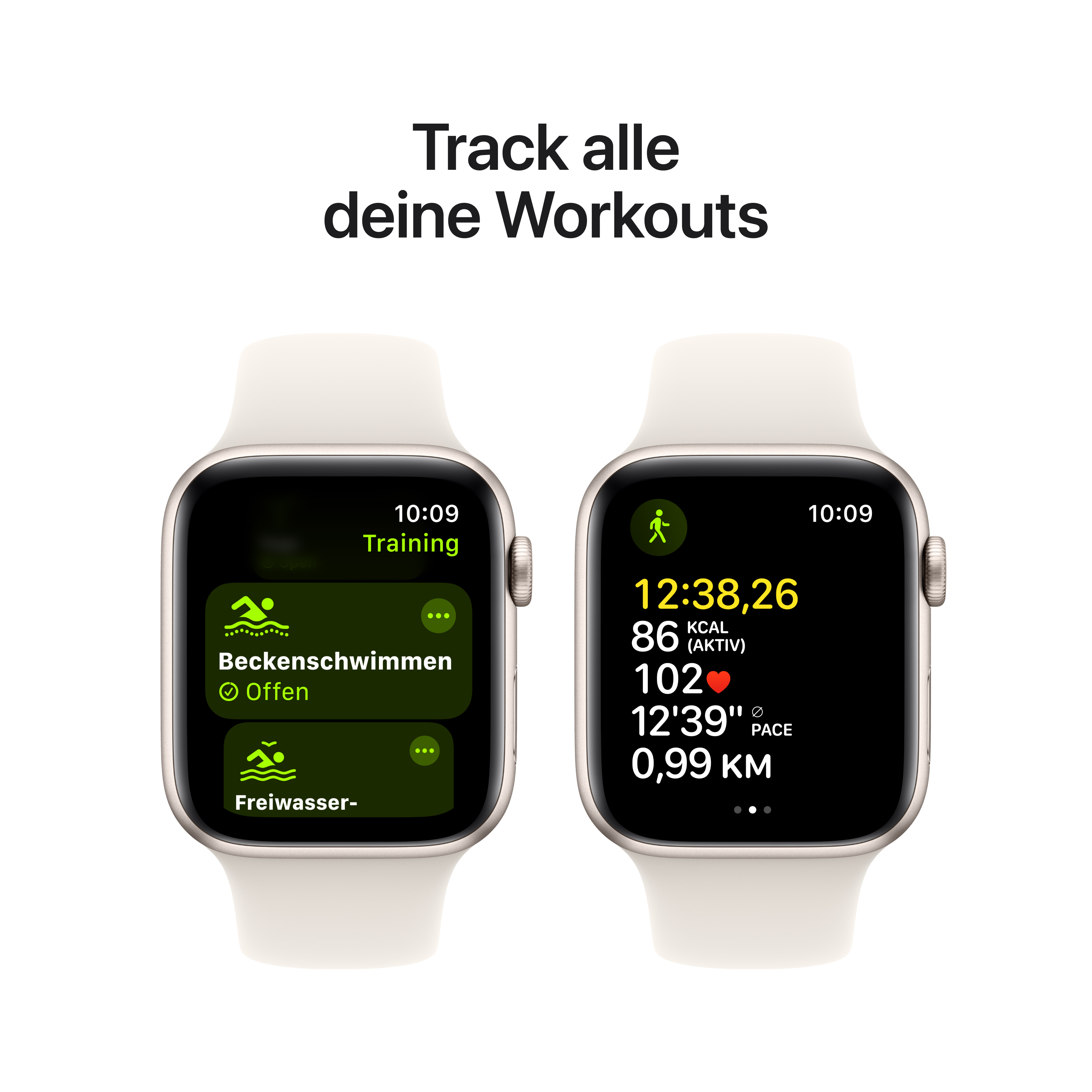 Apple Watch SE GPS 44mm Polarstern (Starlight) Aluminium Gehäuse mit Polarstern (Starlight) Sport Band - M/L