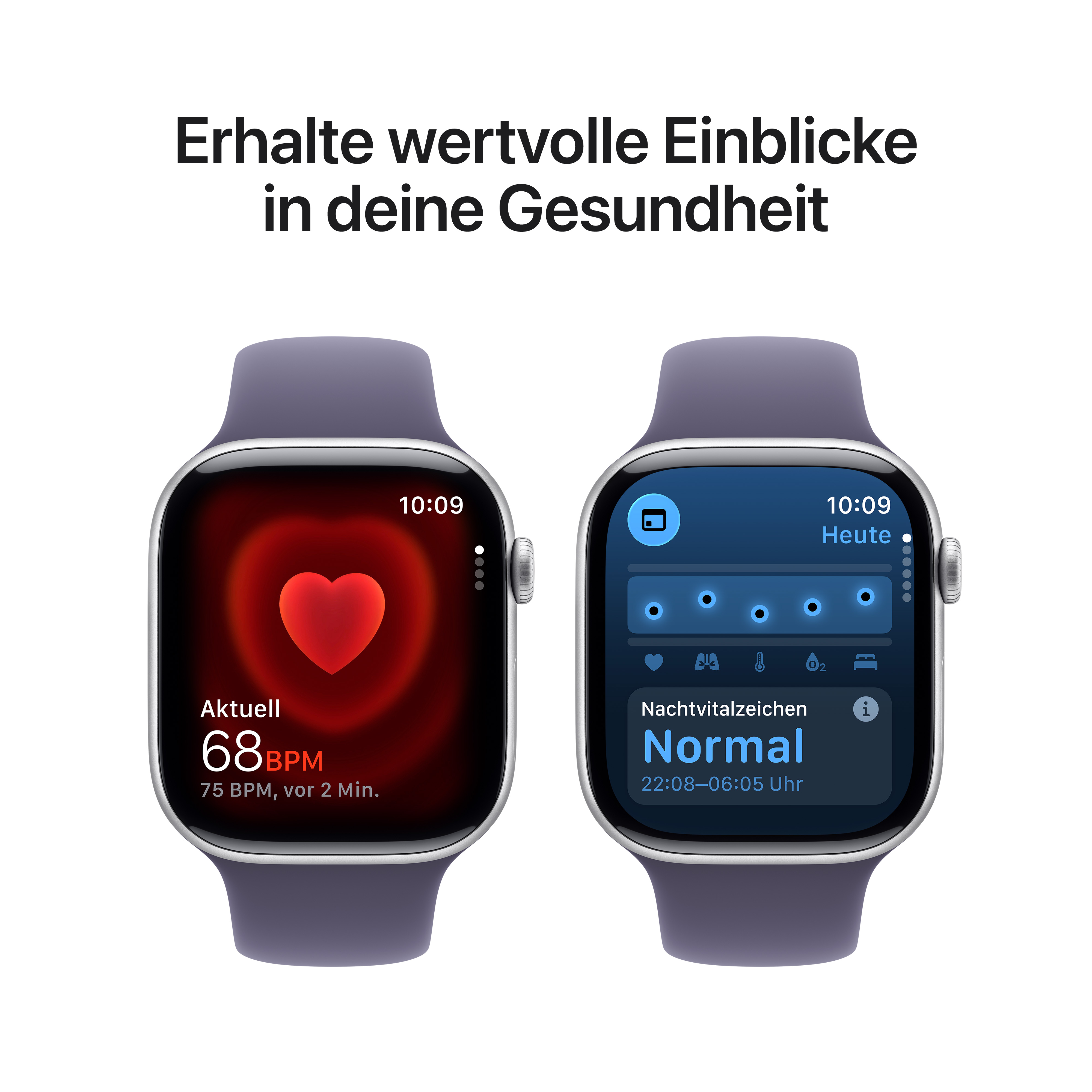 Apple Watch Series 11 GPS 46mm Silber (Silver) Aluminium Gehäuse mit Nebelviolett (Purple Fog) Sport Band - M/L