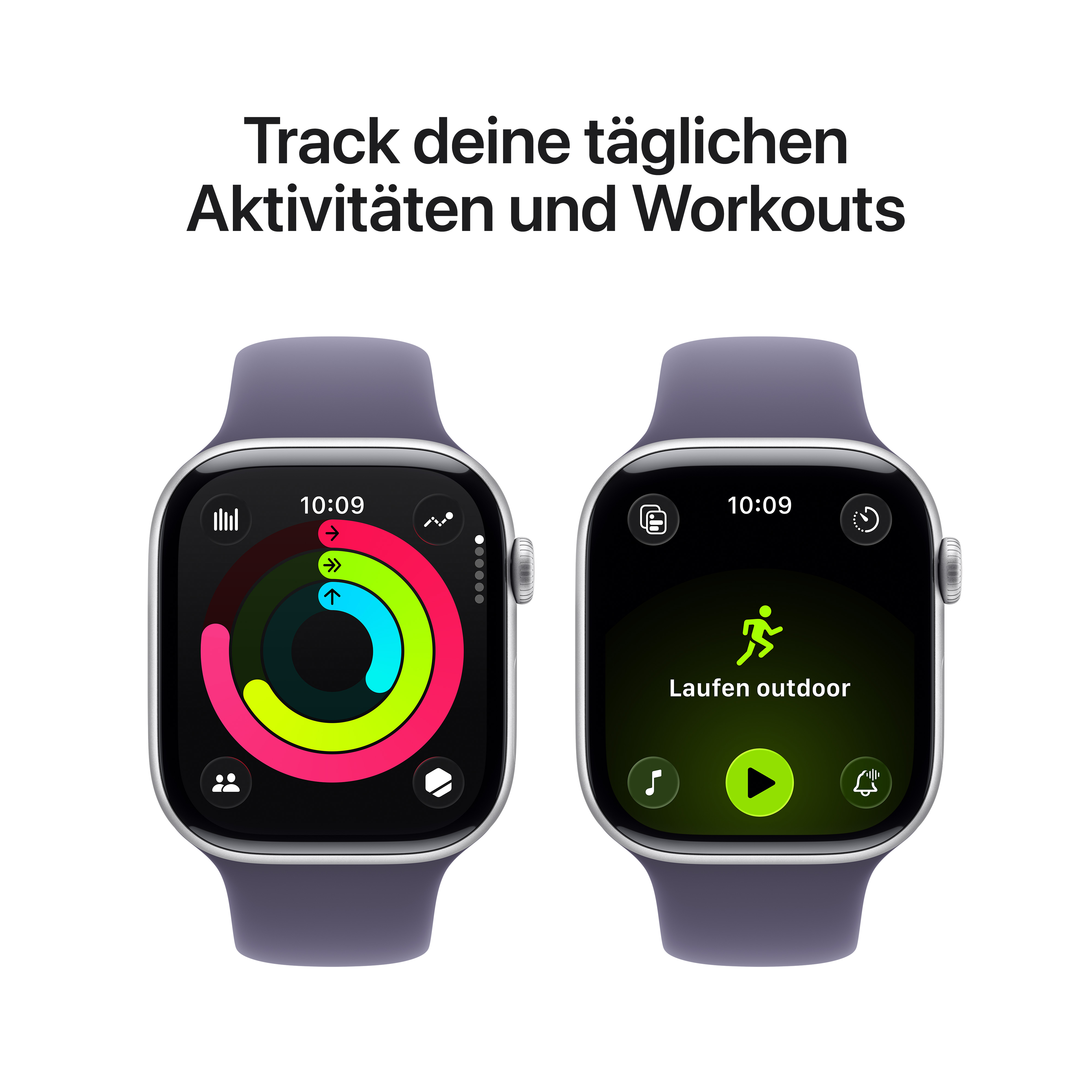Apple Watch Series 11 GPS 46mm Silber (Silver) Aluminium Gehäuse mit Nebelviolett (Purple Fog) Sport Band - M/L