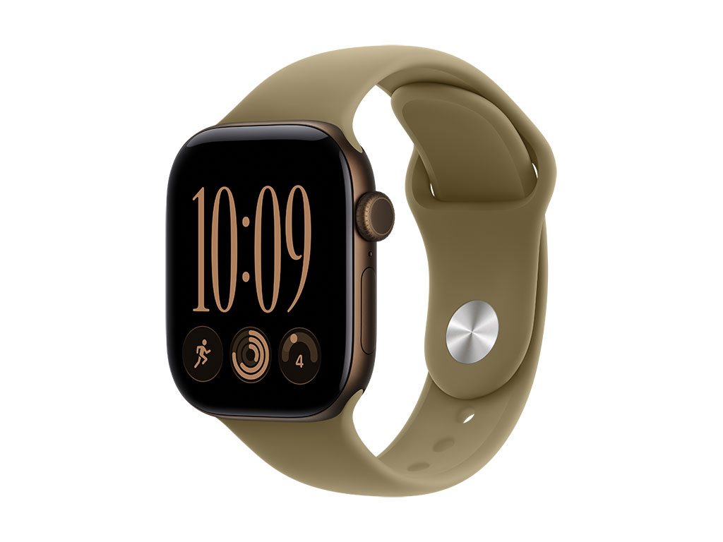 Apple Watch Series 12 GPS + Cellular 42mm Aluminiumgehäuse Dunkelbronze, Sportarmband Oliv - M/L