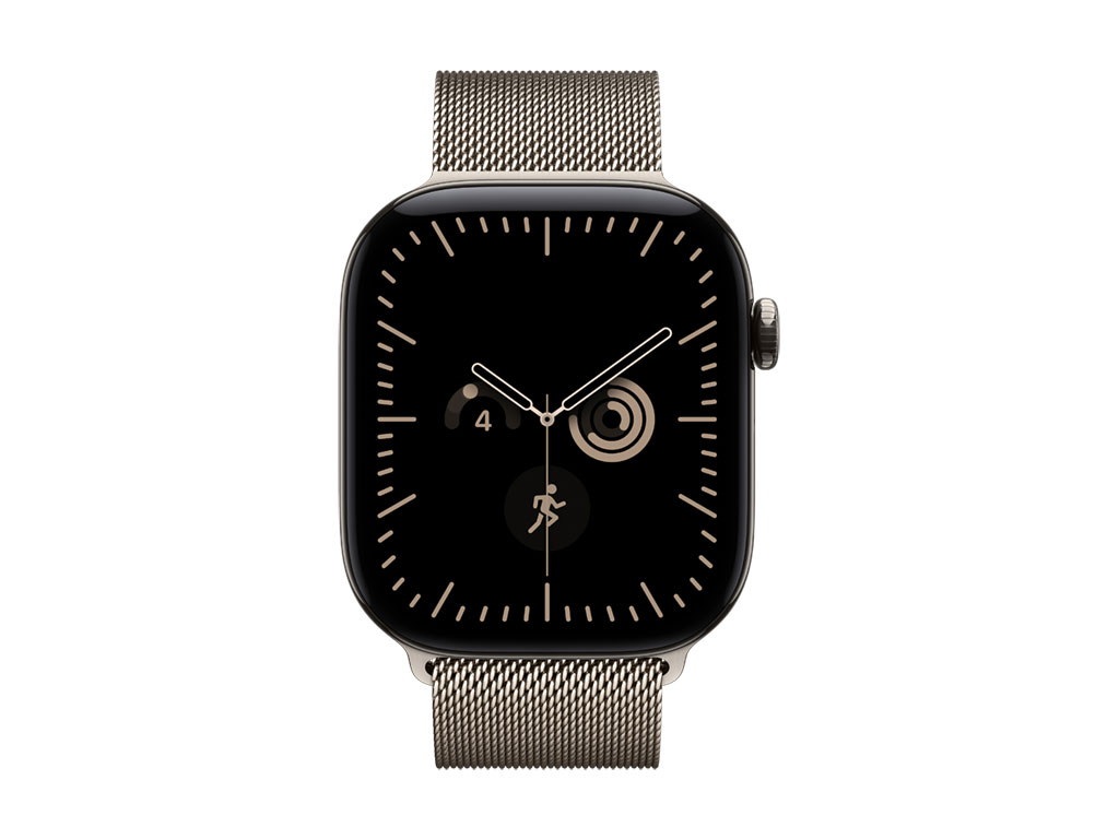 Apple Watch Series 12 GPS + Cellular 46mm Titangehäuse Natur, Milanaise Armband Natur - S/M