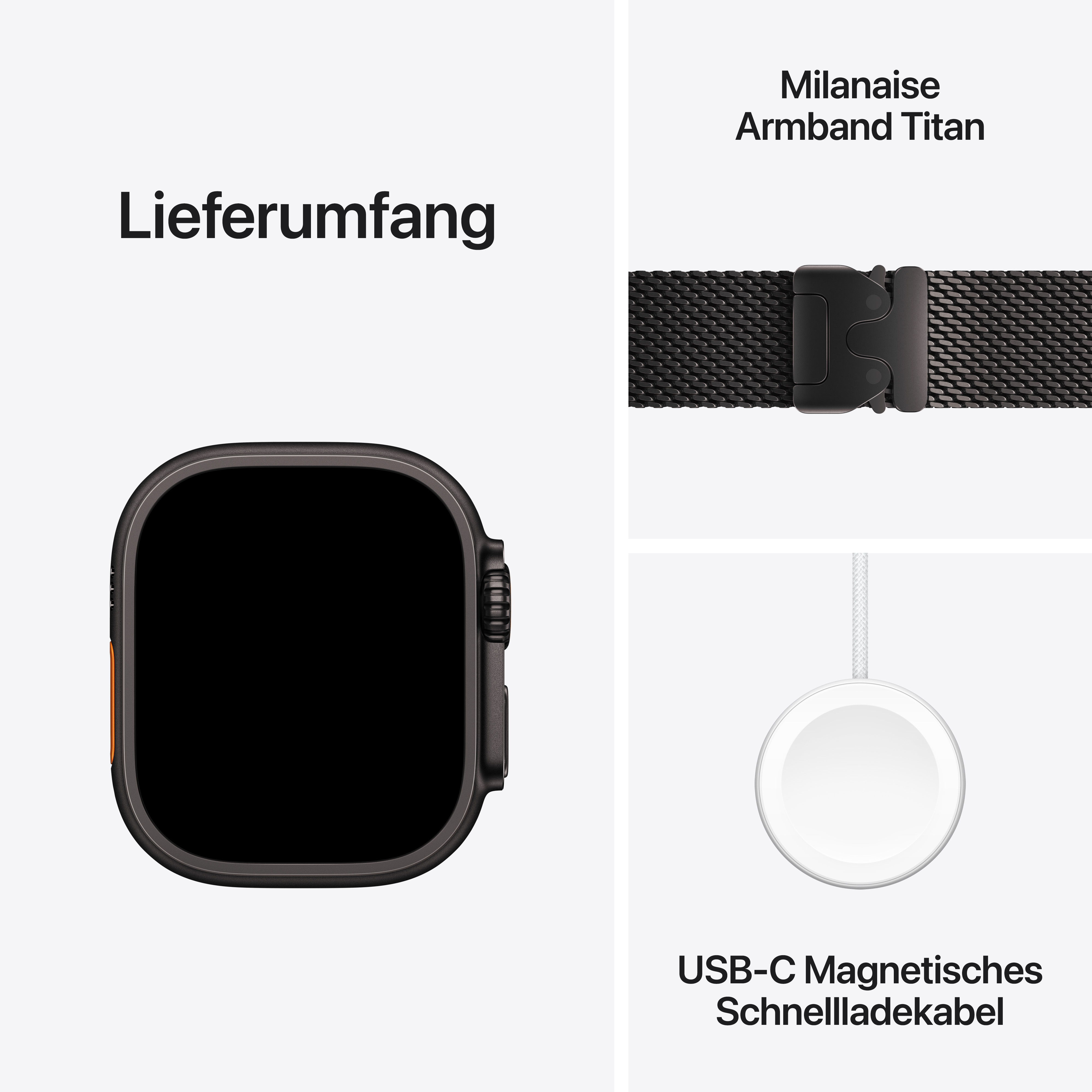 Apple Watch Ultra 2 GPS + Cellular 49mm Schwarz (Black) Titanium Gehäuse mit Schwarz (Black) Titanium Milanese Loop - M