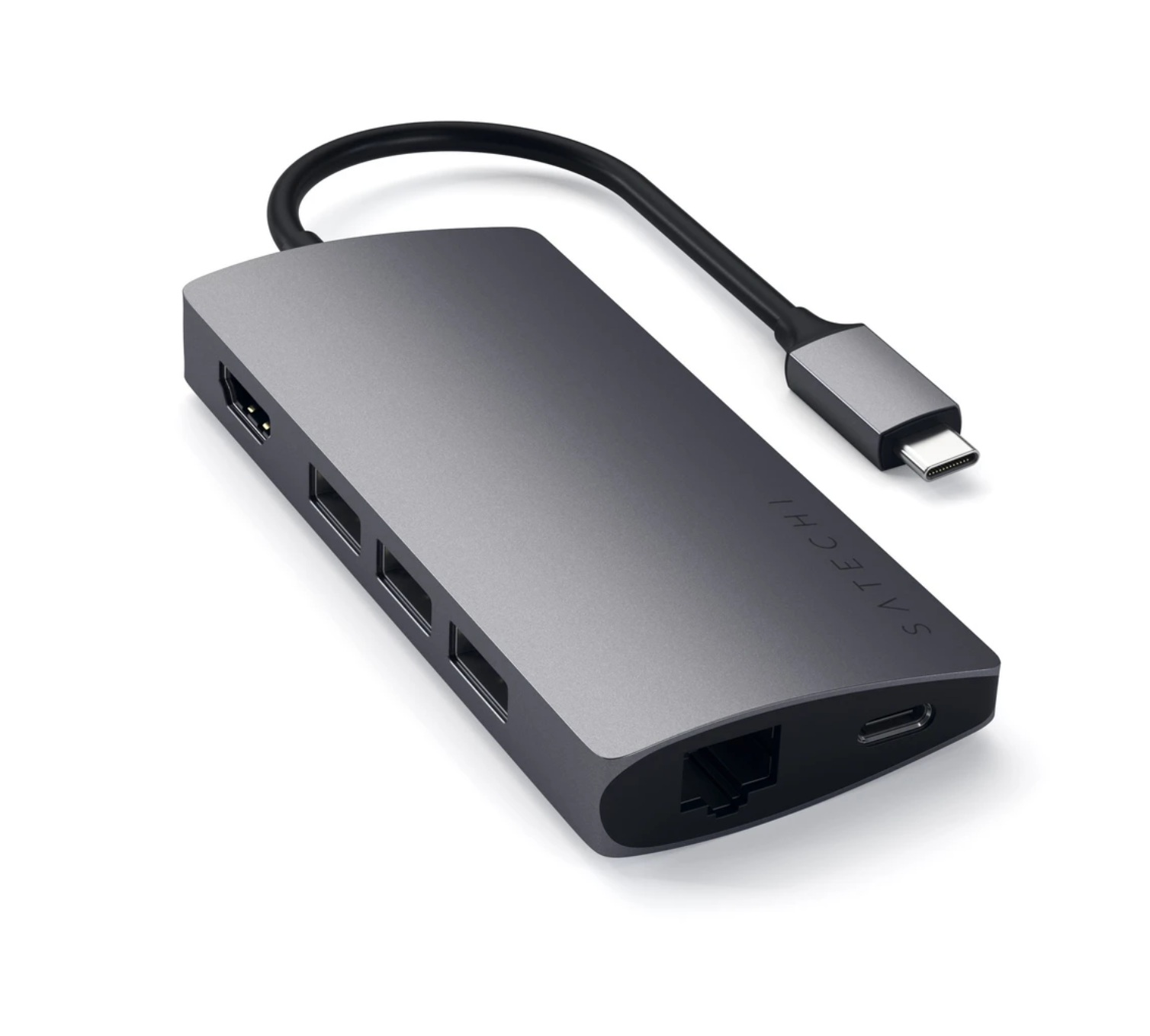 SATECHI USB-C Multi Port V2 Adapter mit Ethernet - Spacegrau