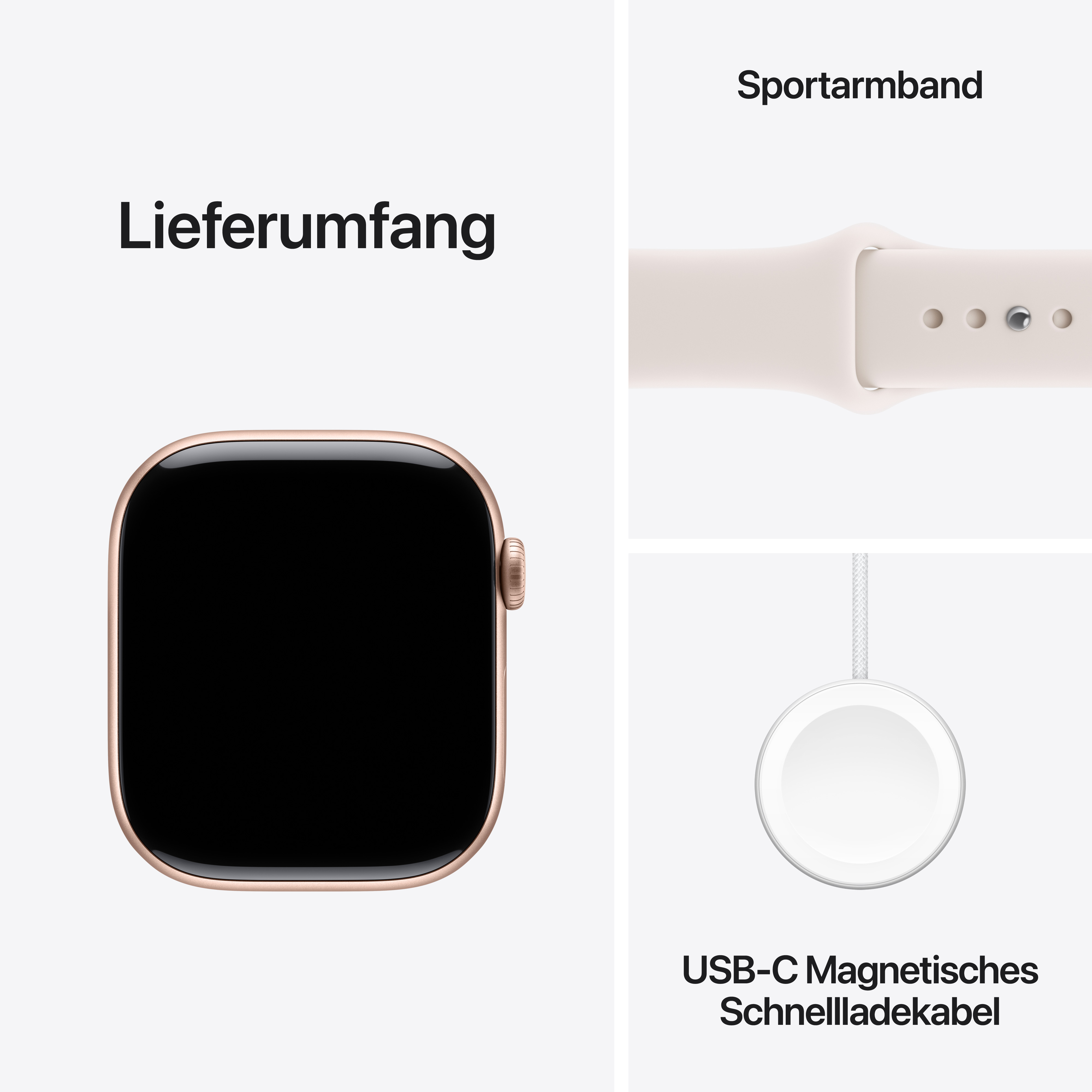 Apple Watch Series 11 GPS 46mm Roségold (Rose Gold) Aluminium Gehäuse mit Blassrosa (Light Blush) Sport Band - S/M