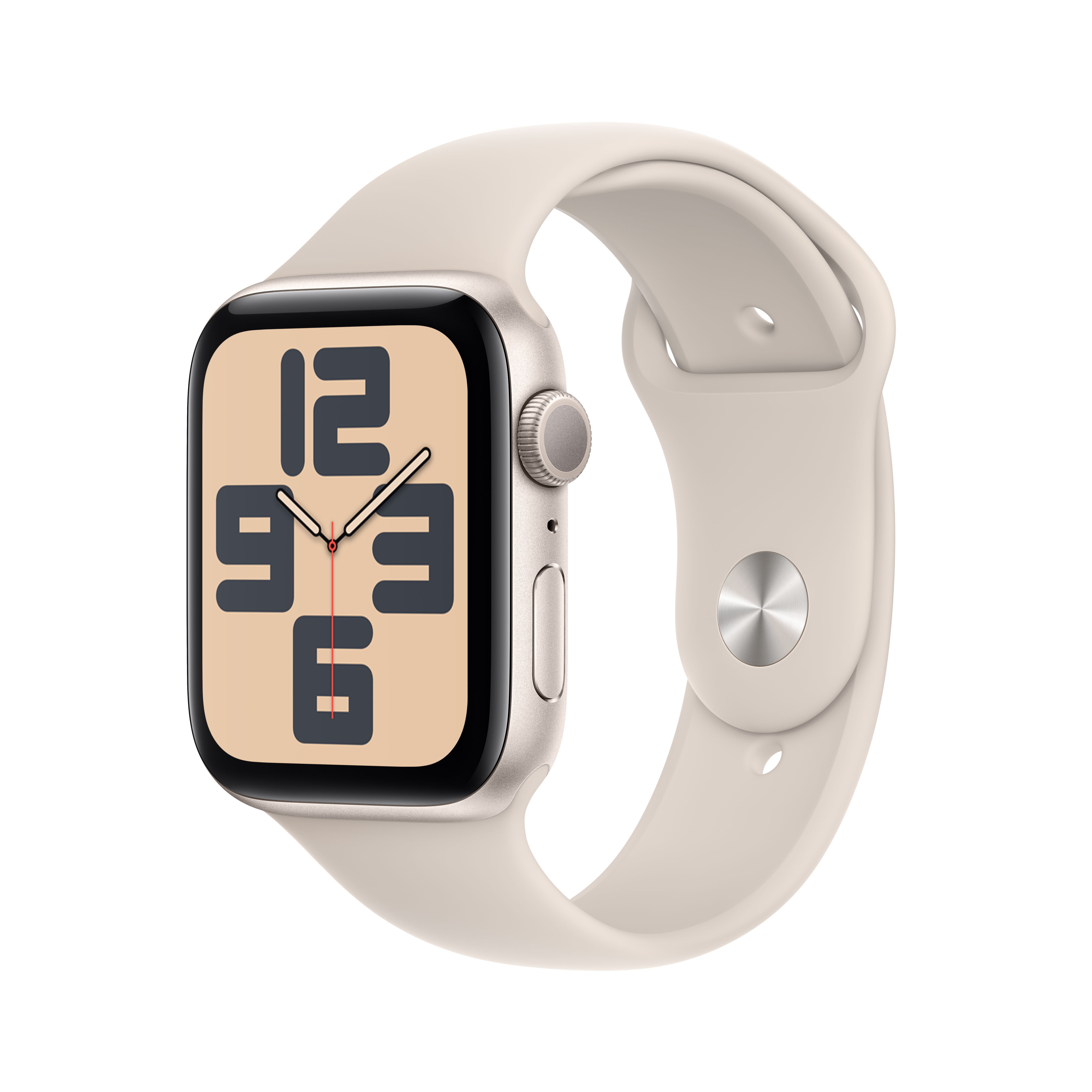 Apple Watch SE GPS 44mm Starlight Aluminium Case mit Starlight Sportband - S/M