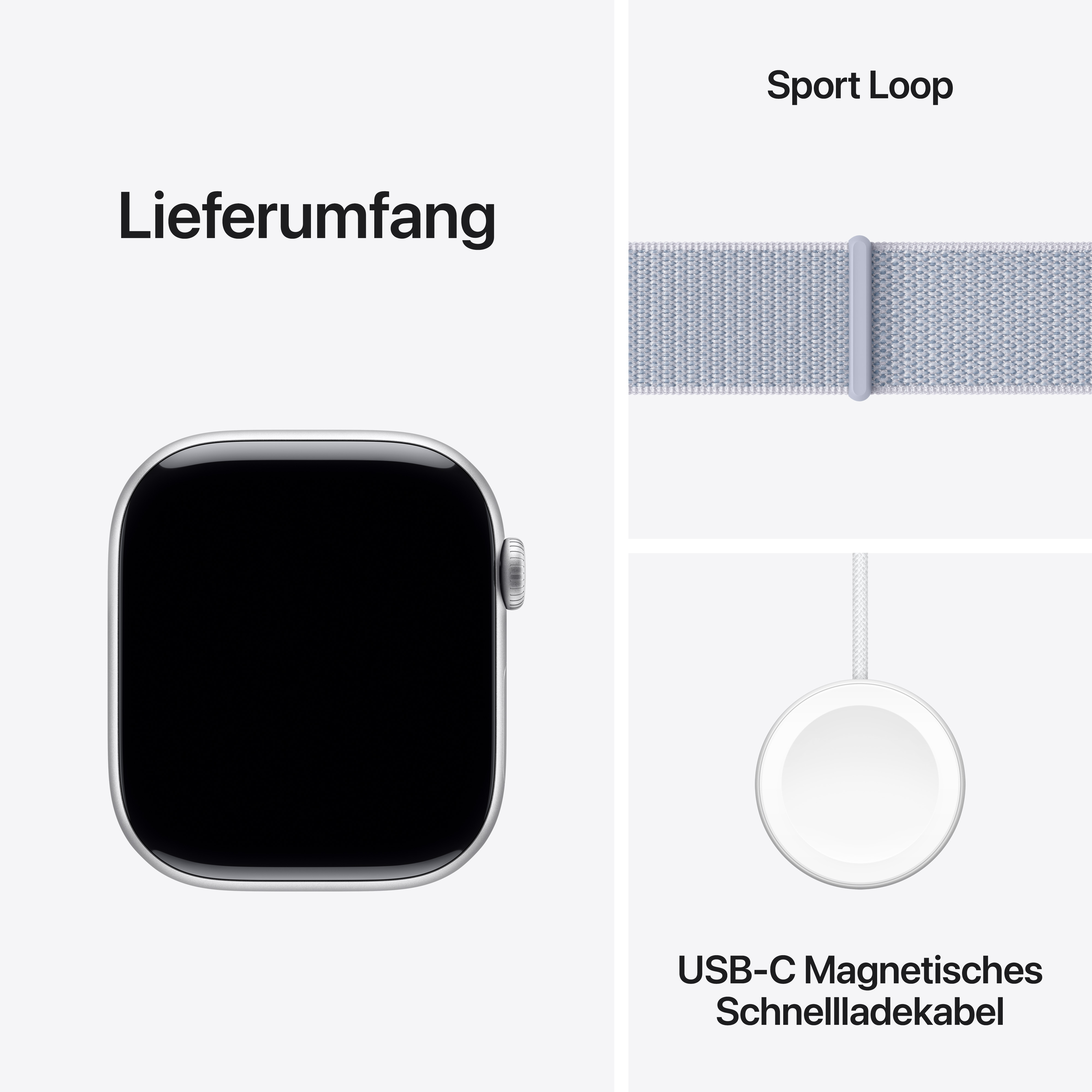 Apple Watch Series 10 GPS + Cellular 46mm Silber (Silver) Aluminium Gehäuse mit Blaue Wolke (Blue Cloud) Sport Loop