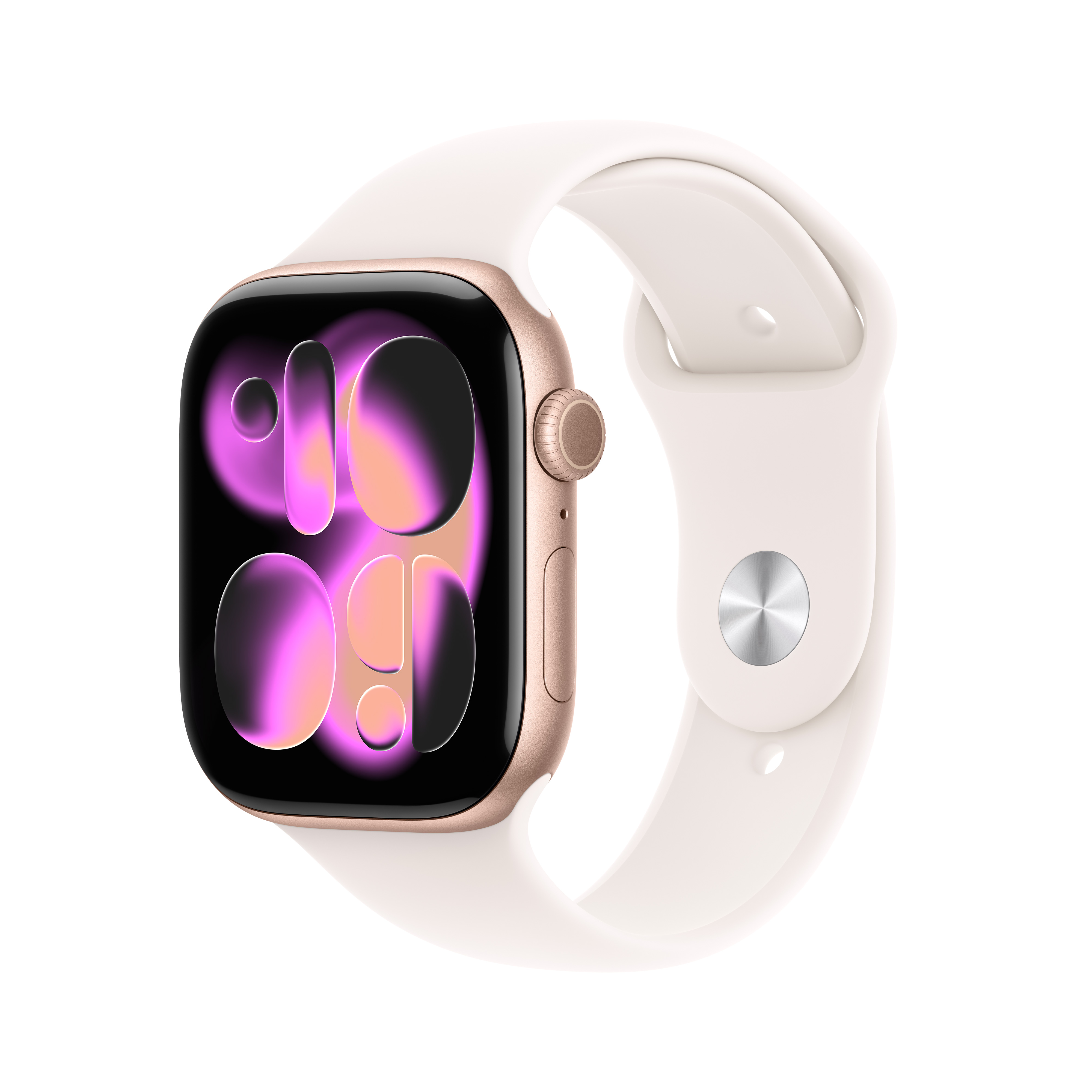 Apple Watch Series 11 GPS 46mm Roségold (Rose Gold) Aluminium Gehäuse mit Blassrosa (Light Blush) Sport Band - S/M
