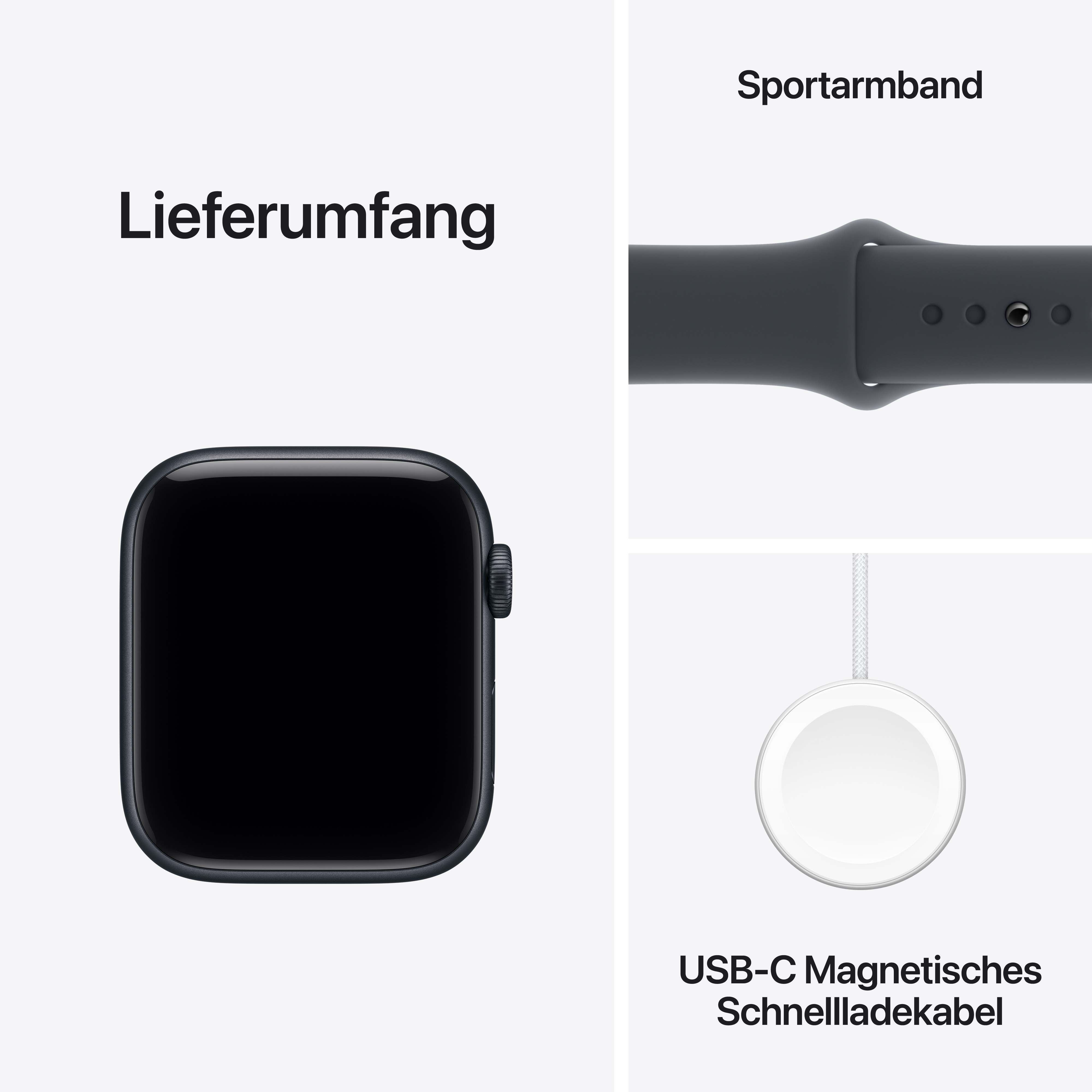 Apple Watch SE 3 GPS 44mm Mitternacht (Midnight) Aluminium Gehäuse mit Mitternacht (Midnight) Sport Band - M/L