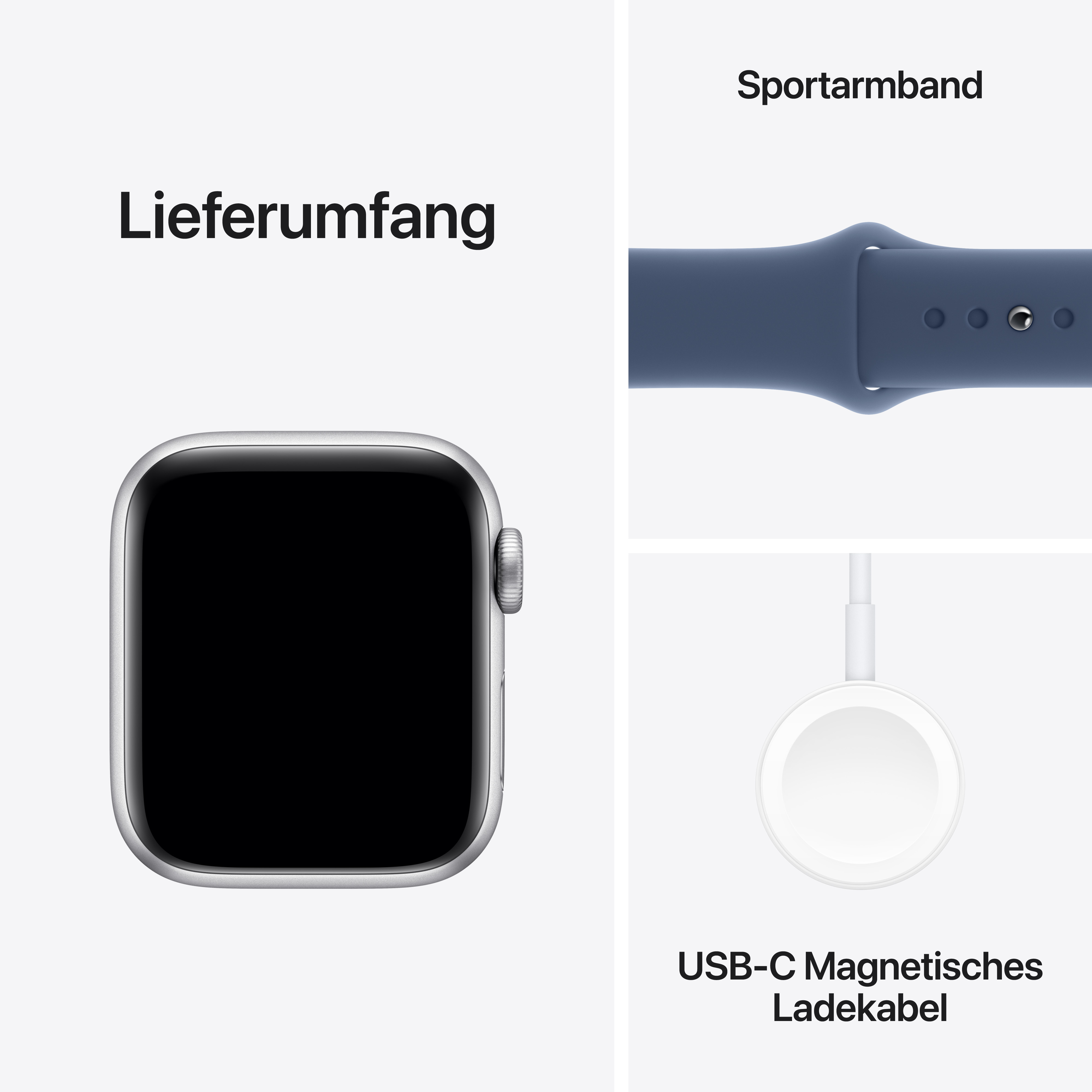 Apple Watch SE GPS + Cellular 40mm Silber (Silver) Aluminium Gehäuse mit Denim Sport Band - M/L