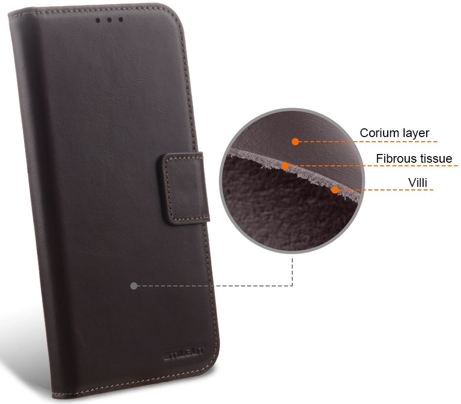 StilGut - iPhone 15 Pro Flip Cover Talis 2-in-1 mit Kartenfach Braun