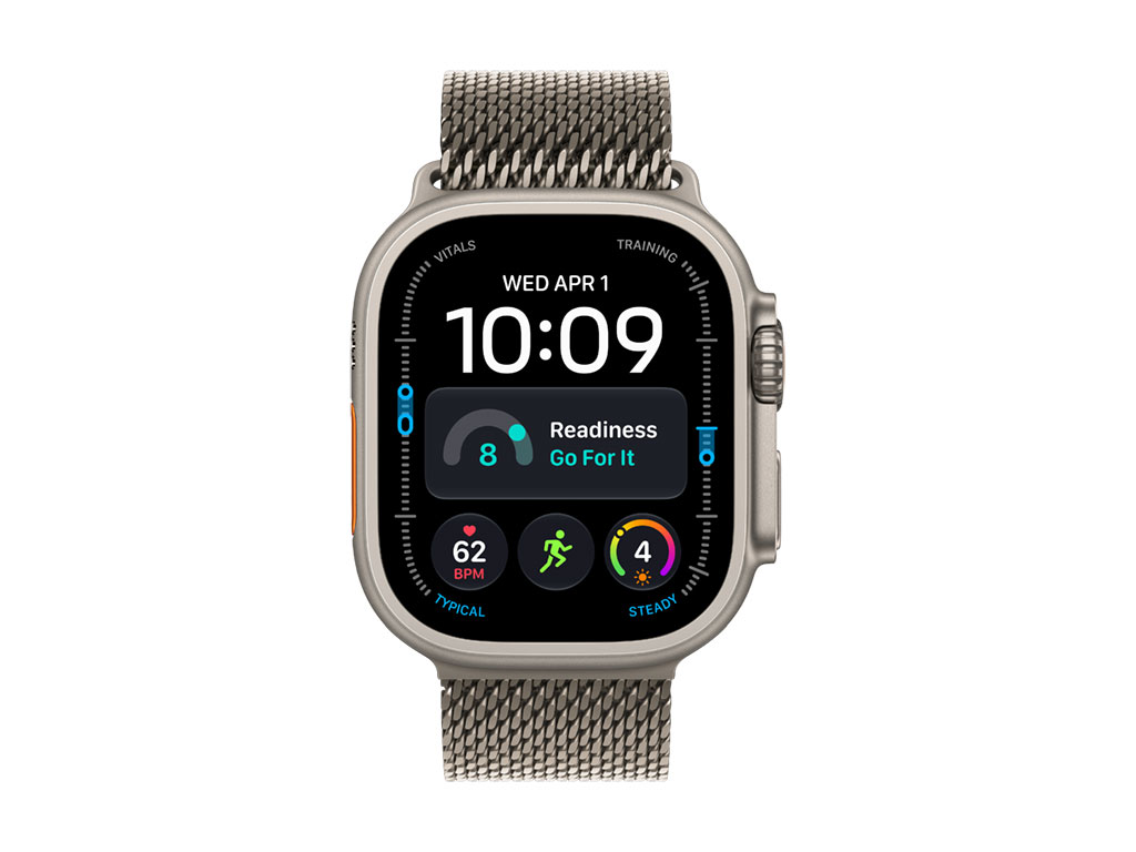 Apple Watch Ultra 4 GPS + Cellular 49mm Titangehäuse Natur, Milanaise Armband Titan Natur - M