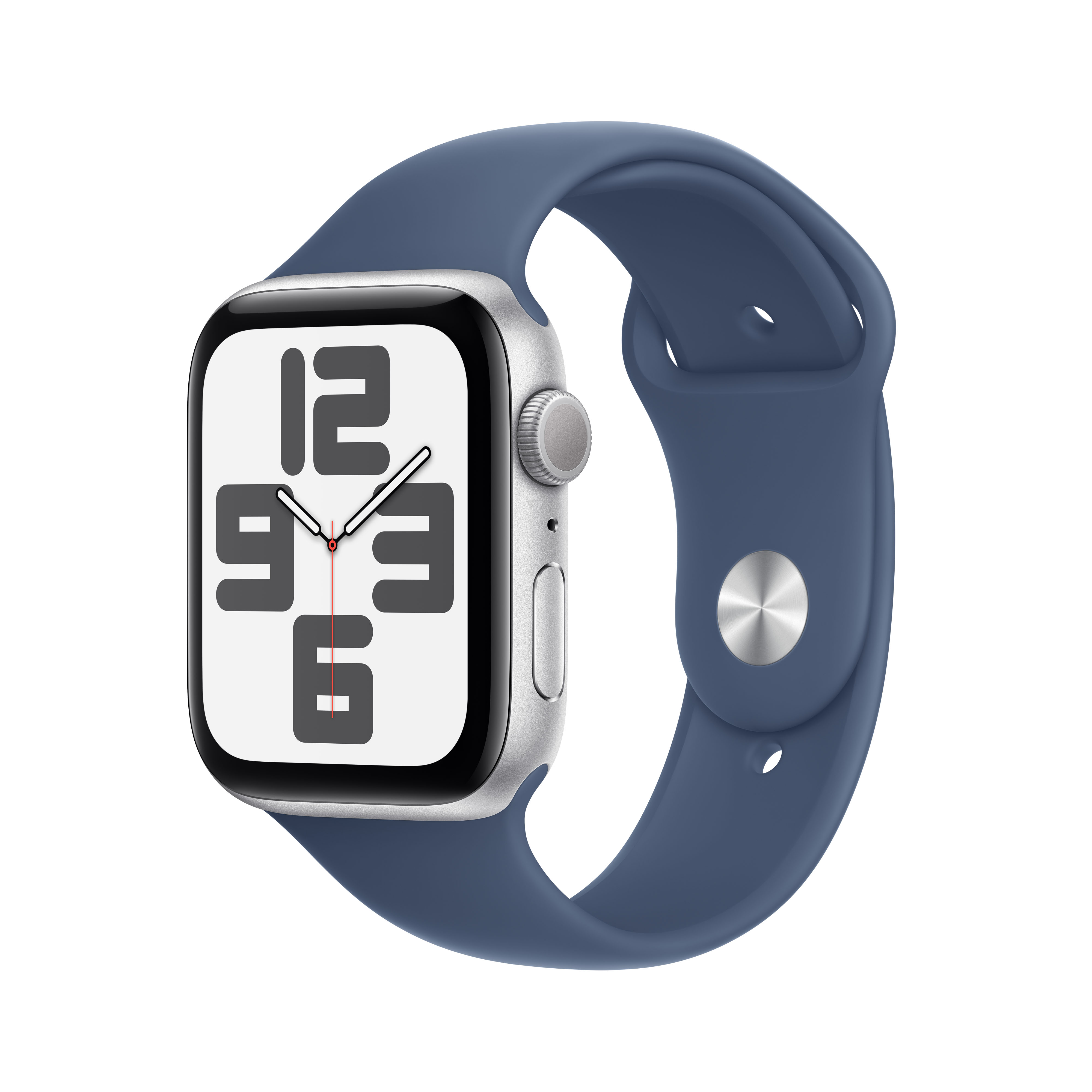 Apple Watch SE GPS 44mm Silber (Silver) Aluminium Gehäuse mit Denim Sport Band - S/M