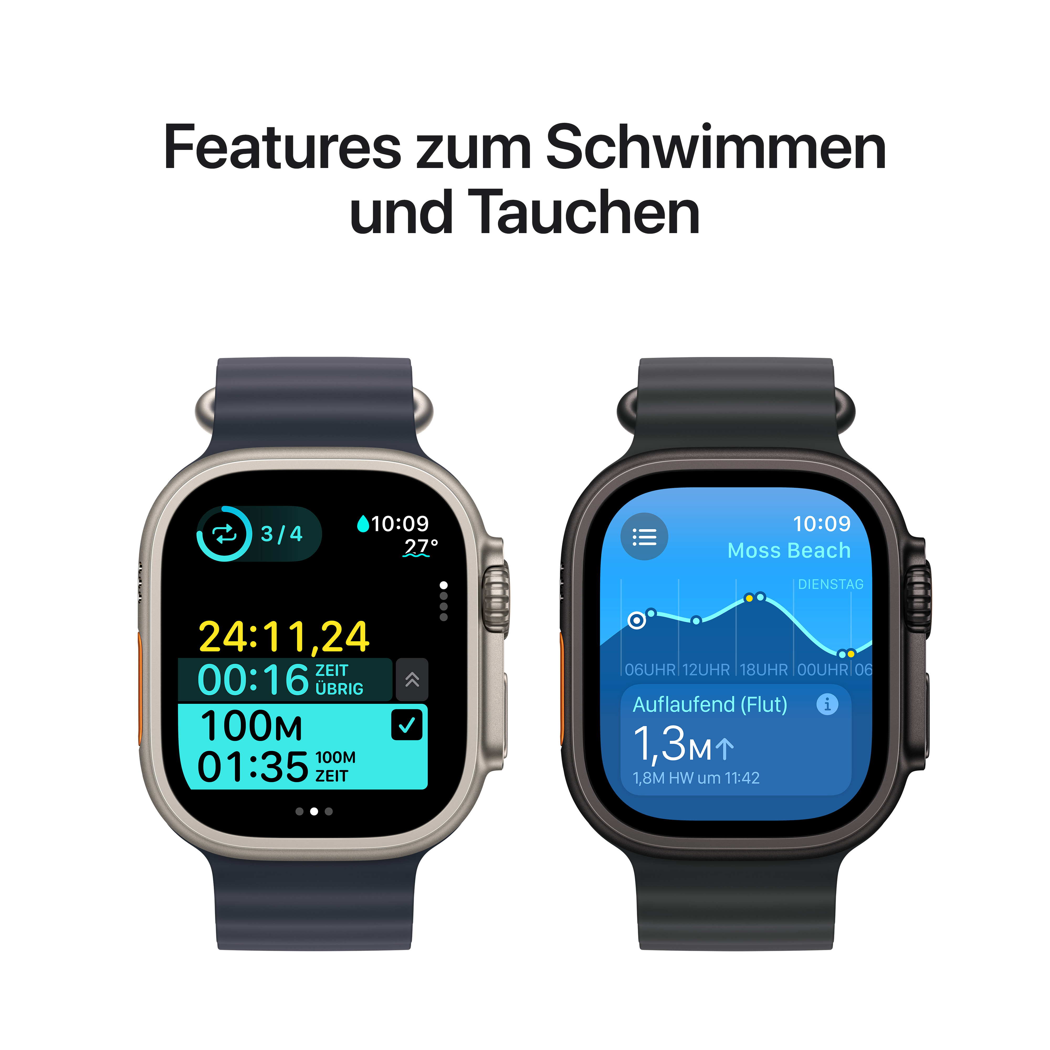 Apple Watch Ultra 2 GPS + Cellular 49mm Natur (Natural) Titanium Gehäuse mit Natur (Natural) Titanium Milanese Loop - S
